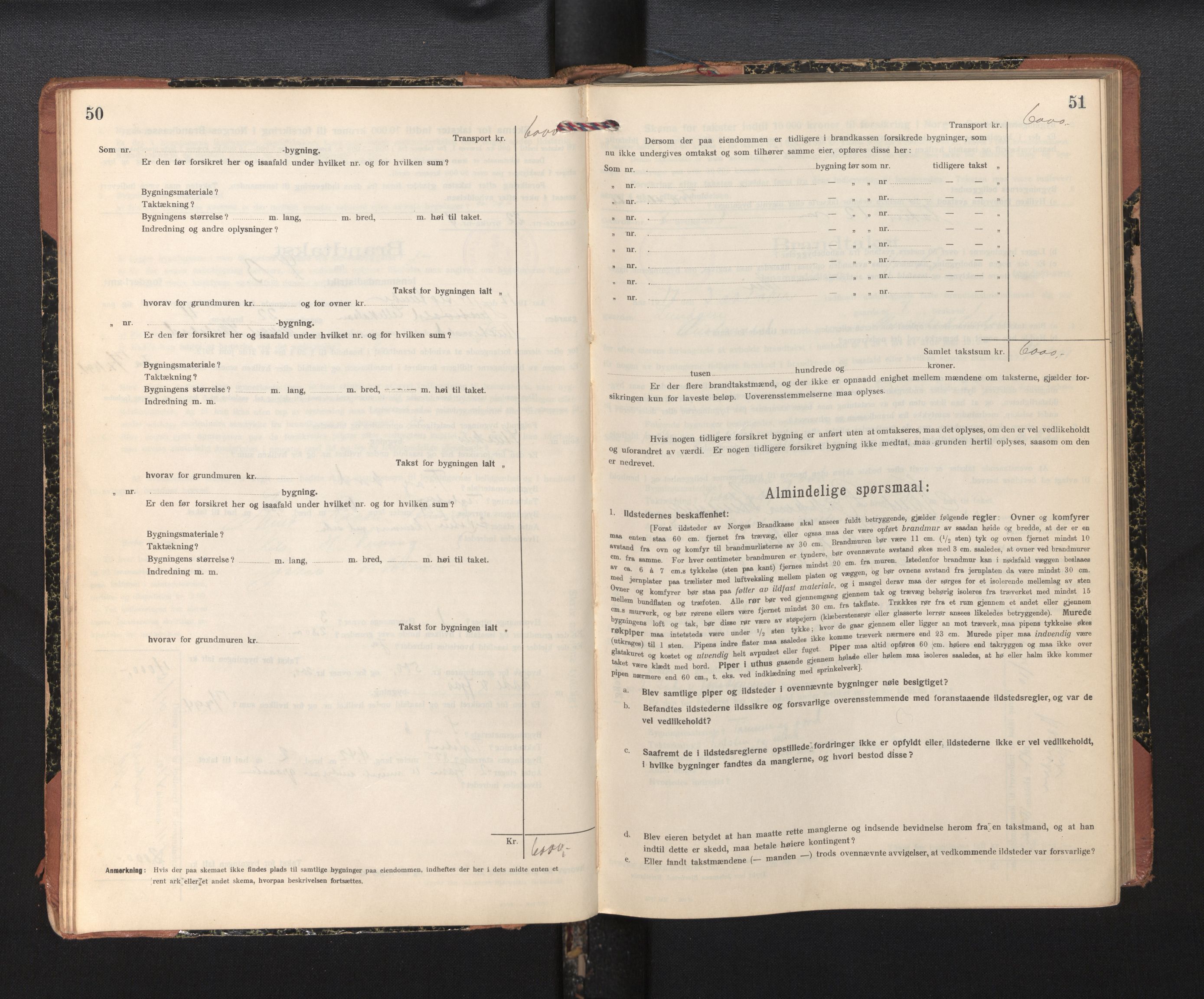 Lensmannen i Sund og Austevoll, AV/SAB-A-35201/0012/L0004: Branntakstprotokoll, skjematakst, 1917-1949, p. 50-51