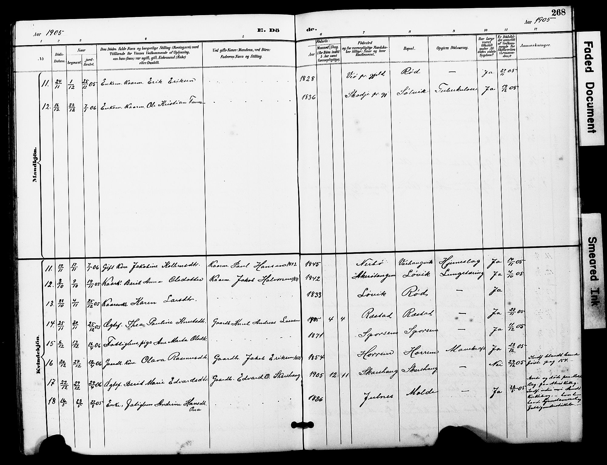 Ministerialprotokoller, klokkerbøker og fødselsregistre - Møre og Romsdal, SAT/A-1454/560/L0725: Parish register (copy) no. 560C02, 1895-1930, p. 268