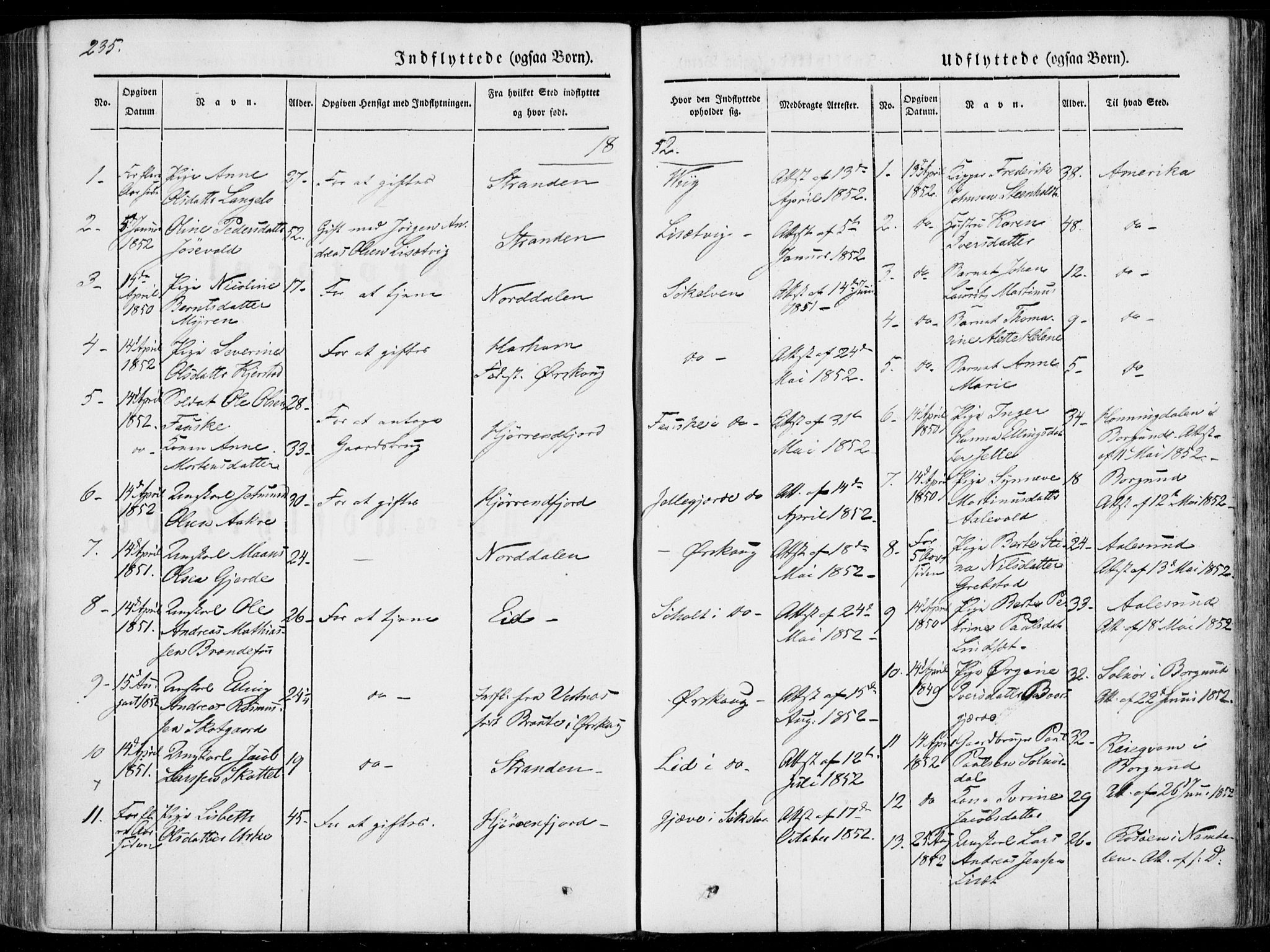 Ministerialprotokoller, klokkerbøker og fødselsregistre - Møre og Romsdal, SAT/A-1454/522/L0313: Parish register (official) no. 522A08, 1852-1862, p. 235