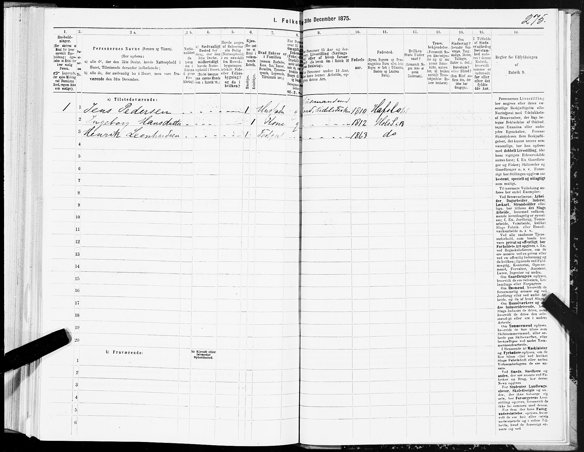 SAT, 1875 census for 1860P Buksnes, 1875, p. 3275