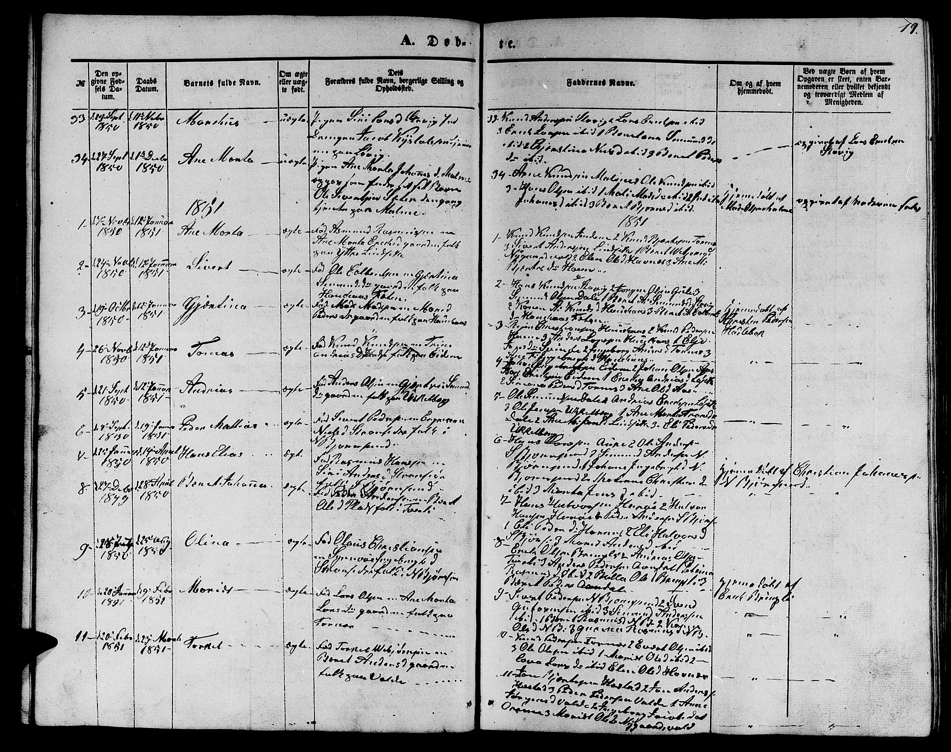 Ministerialprotokoller, klokkerbøker og fødselsregistre - Møre og Romsdal, SAT/A-1454/565/L0753: Parish register (copy) no. 565C02, 1845-1870, p. 19