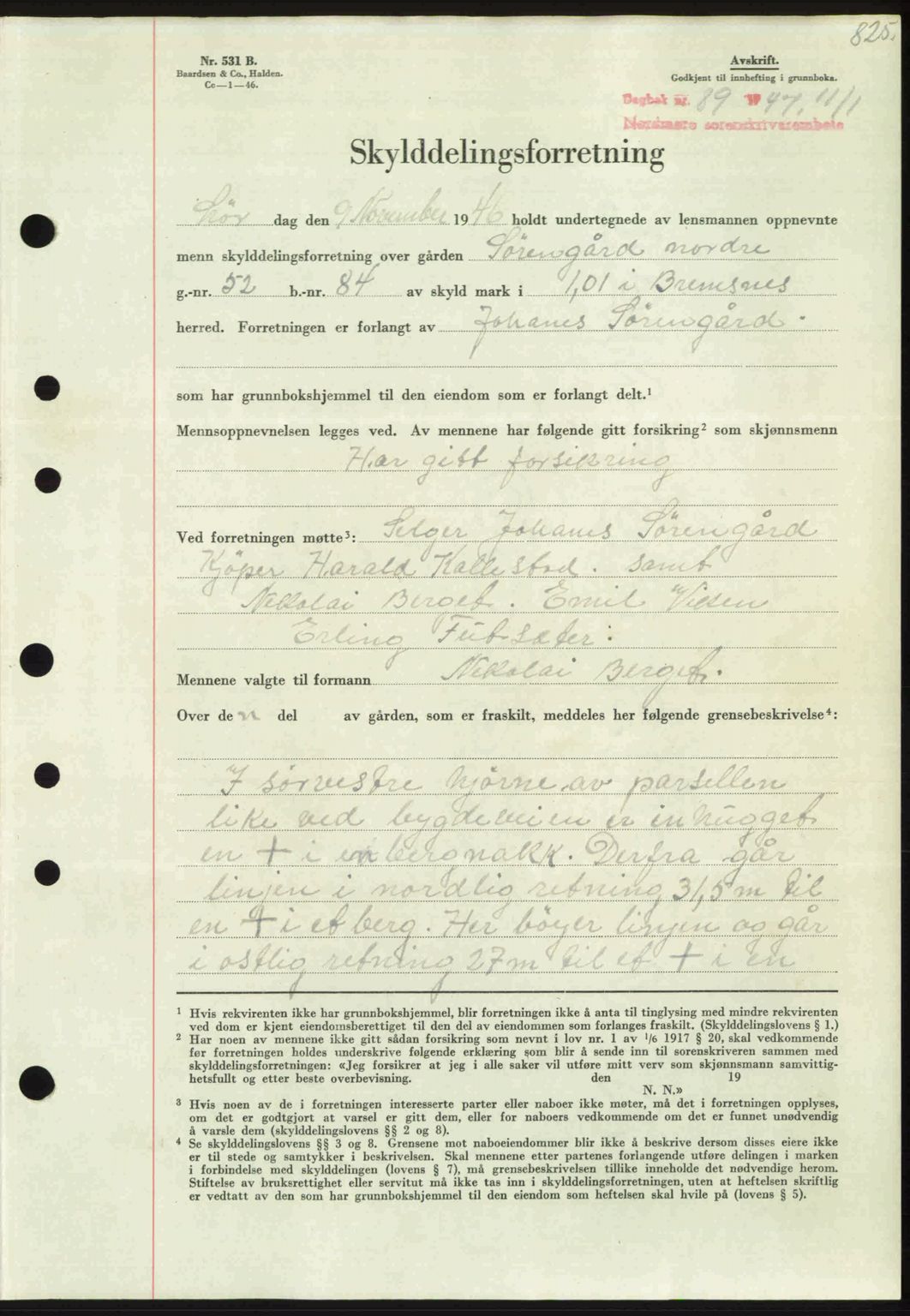 Nordmøre sorenskriveri, AV/SAT-A-4132/1/2/2Ca: Mortgage book no. A103, 1946-1947, Diary no: : 89/1947