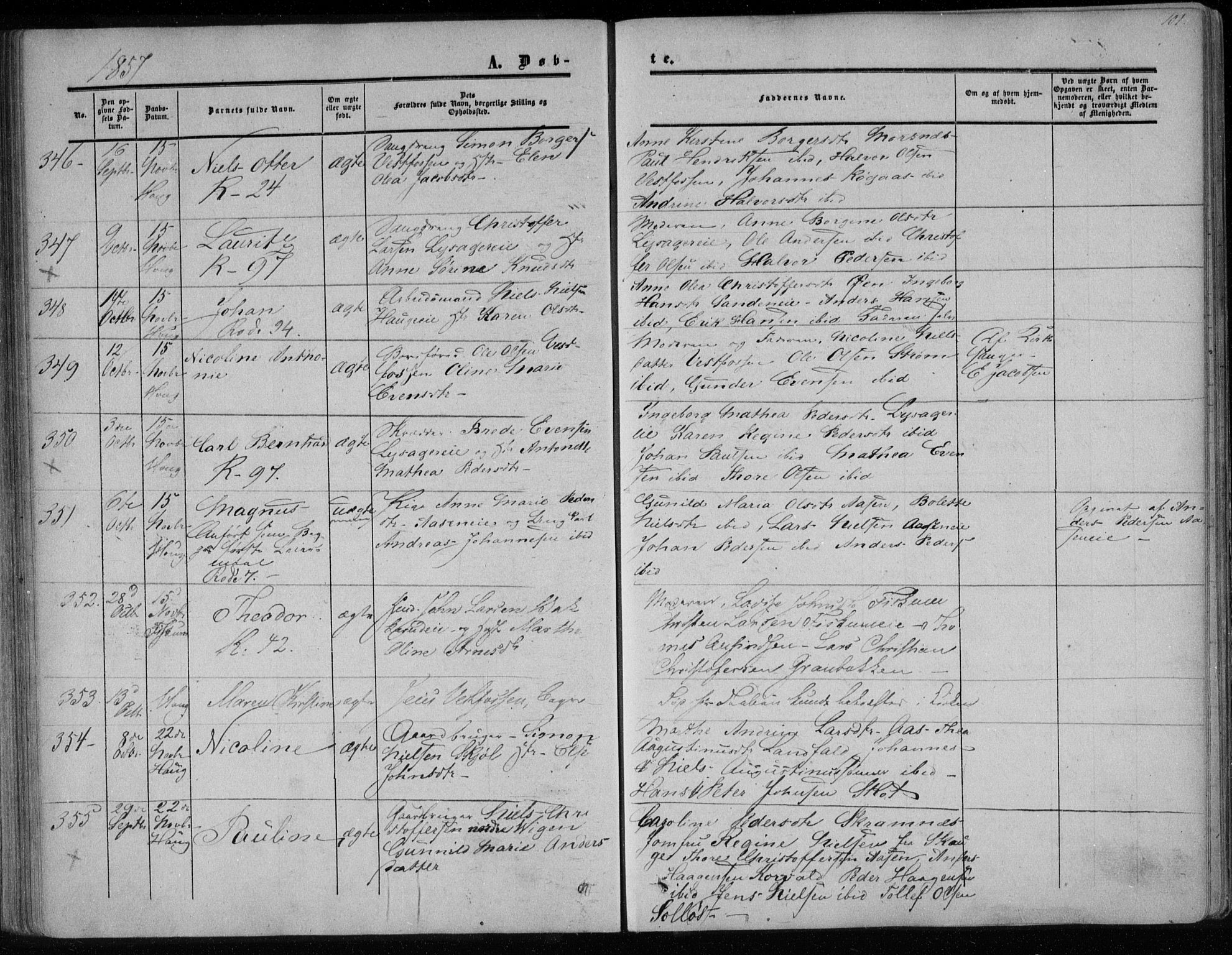 Eiker kirkebøker, AV/SAKO-A-4/F/Fa/L0015a: Parish register (official) no. I 15A, 1854-1860, p. 101