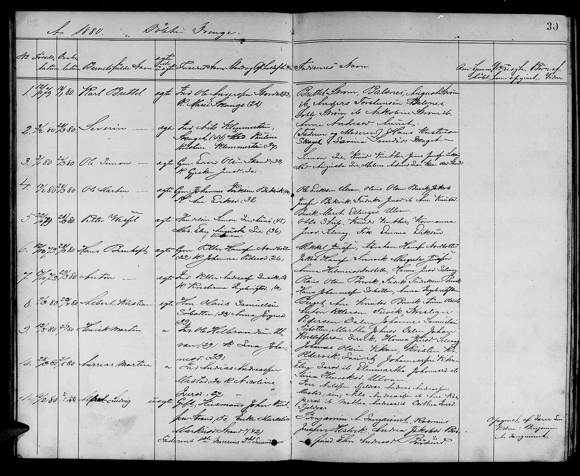 Ministerialprotokoller, klokkerbøker og fødselsregistre - Sør-Trøndelag, AV/SAT-A-1456/637/L0561: Parish register (copy) no. 637C02, 1873-1882, p. 30