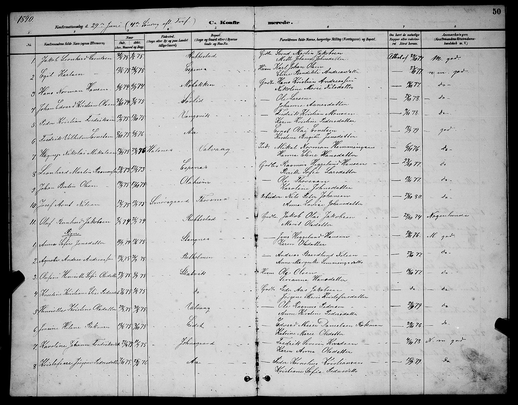 Tranøy sokneprestkontor, SATØ/S-1313/I/Ia/Iab/L0004klokker: Parish register (copy) no. 4, 1888-1901, p. 50