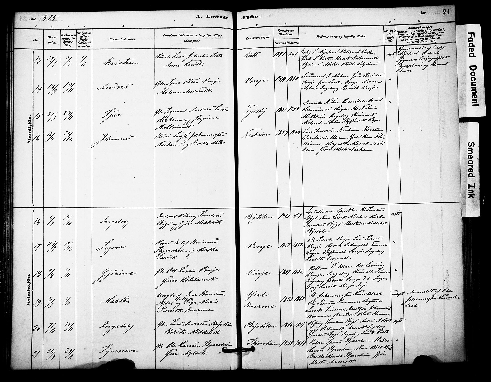 Vossestrand Sokneprestembete, AV/SAB-A-79101/H/Haa: Parish register (official) no. C 1, 1878-1903, p. 24