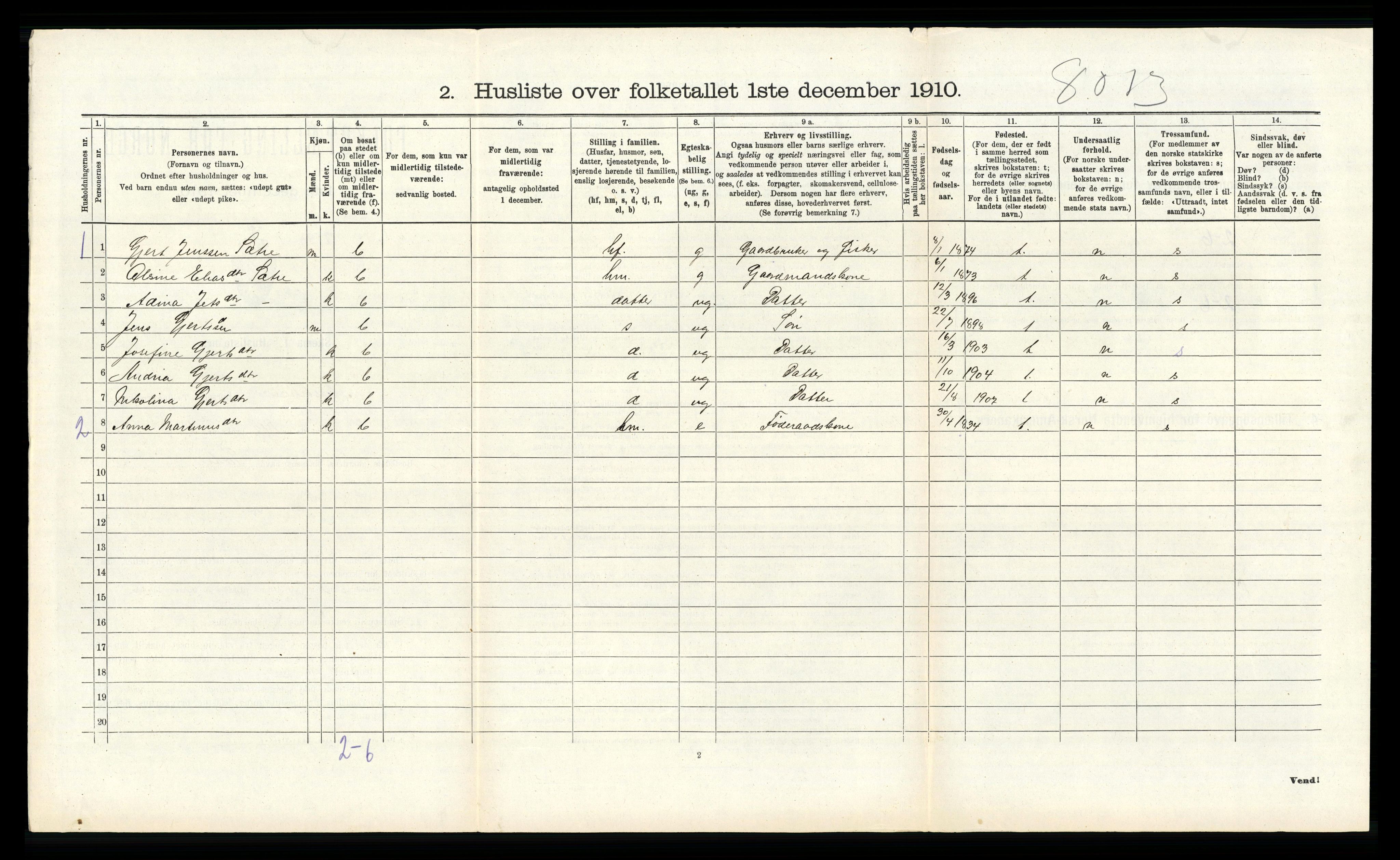 RA, 1910 census for Austrheim, 1910, p. 491