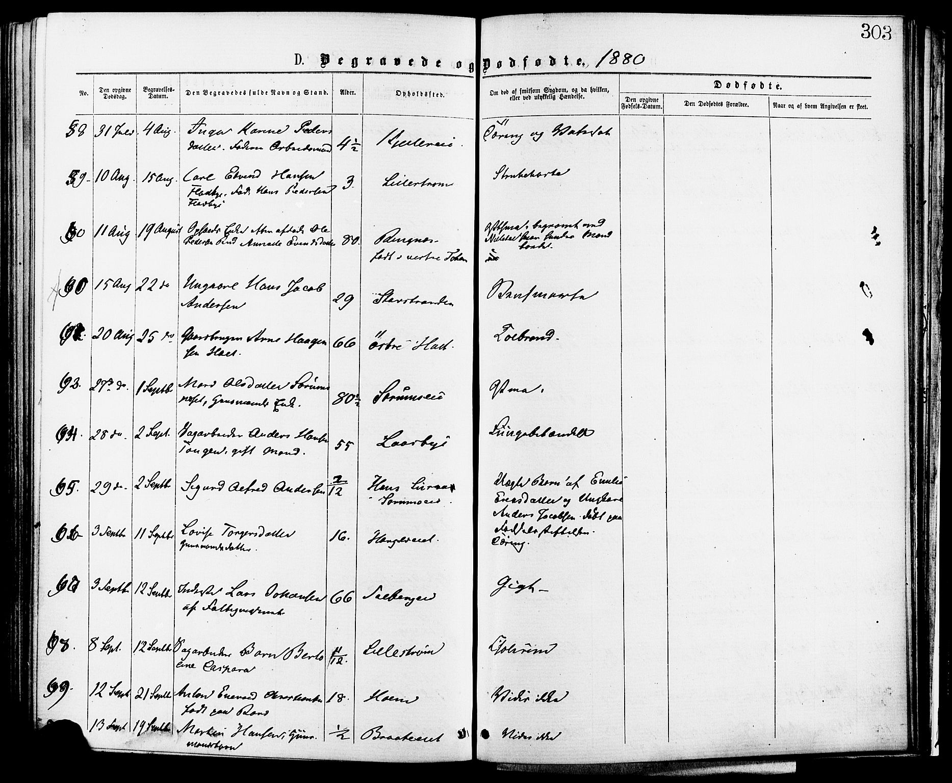 Skedsmo prestekontor Kirkebøker, SAO/A-10033a/F/Fa/L0012: Parish register (official) no. I 12, 1876-1883, p. 303