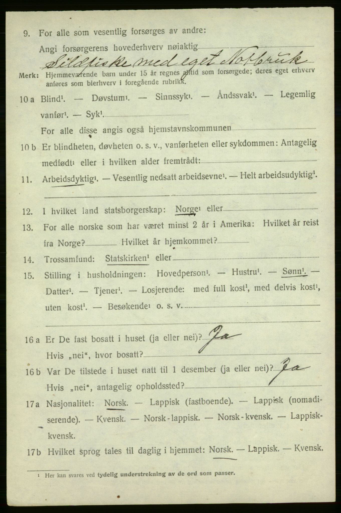 SATØ, 1920 census for Talvik, 1920, p. 1521