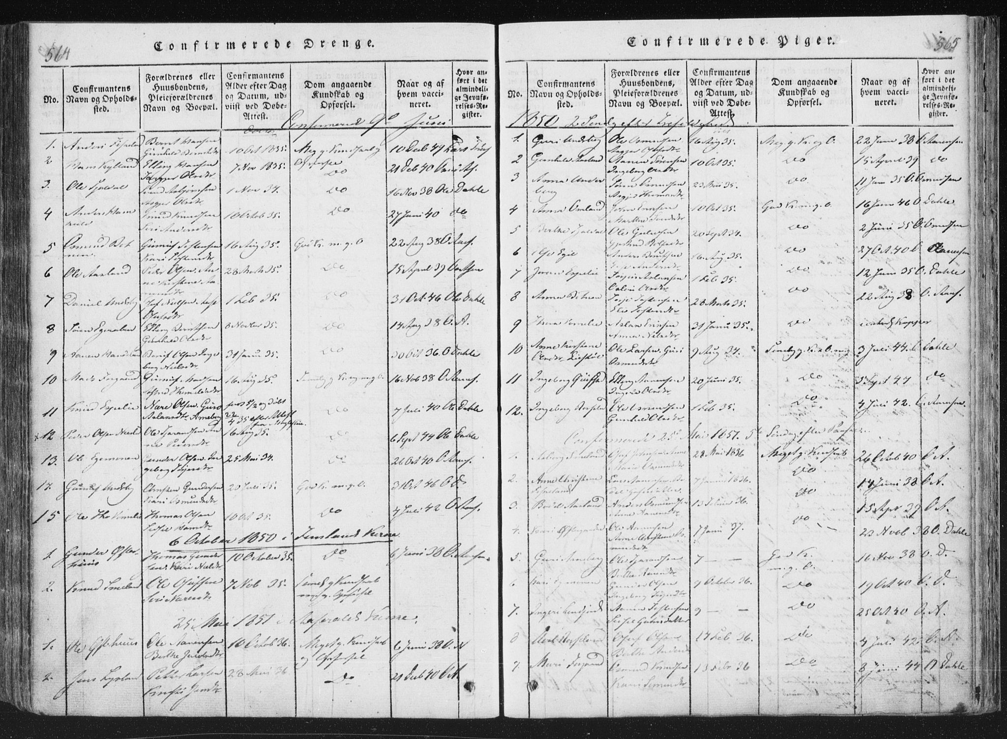 Åseral sokneprestkontor, SAK/1111-0051/F/Fa/L0001: Parish register (official) no. A 1, 1815-1853, p. 564-565