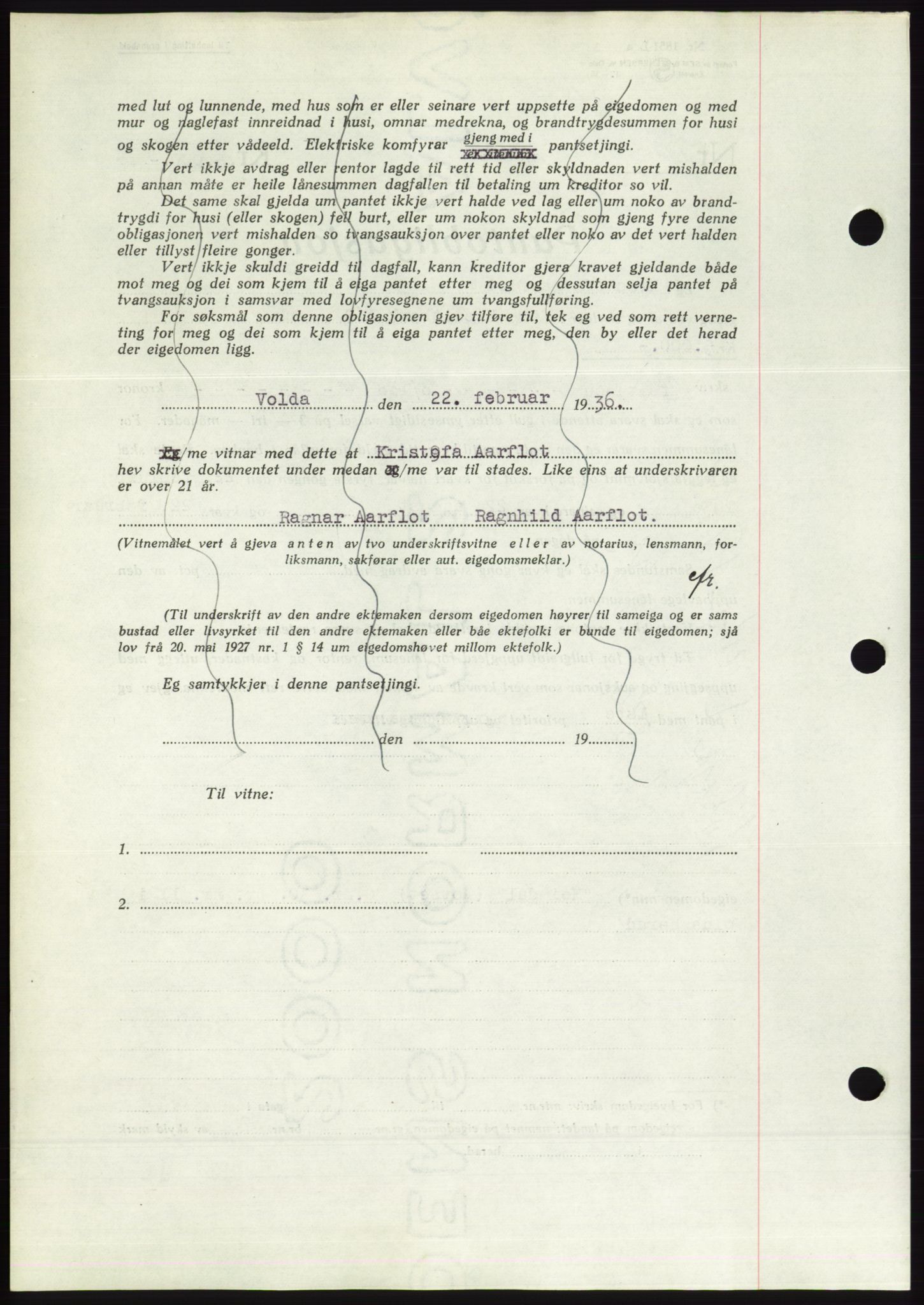 Søre Sunnmøre sorenskriveri, AV/SAT-A-4122/1/2/2C/L0060: Mortgage book no. 54, 1935-1936, Deed date: 07.03.1936