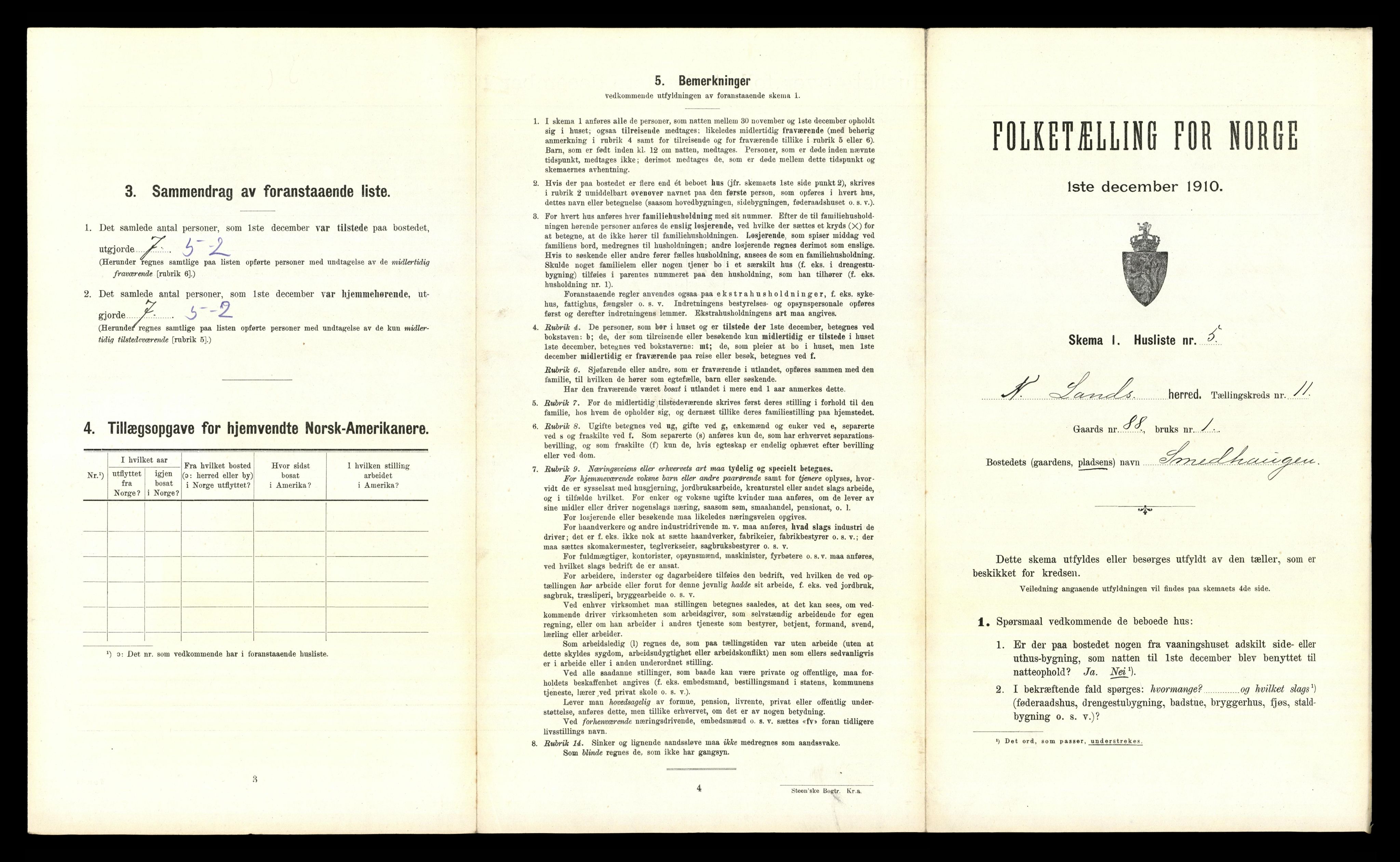 RA, 1910 census for Nordre Land, 1910, p. 1115