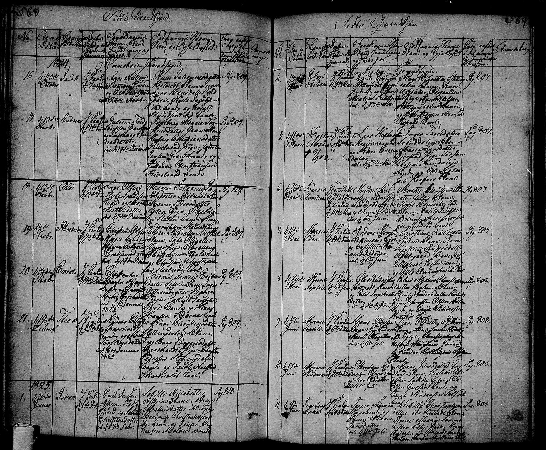 Andebu kirkebøker, AV/SAKO-A-336/F/Fa/L0003: Parish register (official) no. 3 /1, 1803-1828, p. 568-569