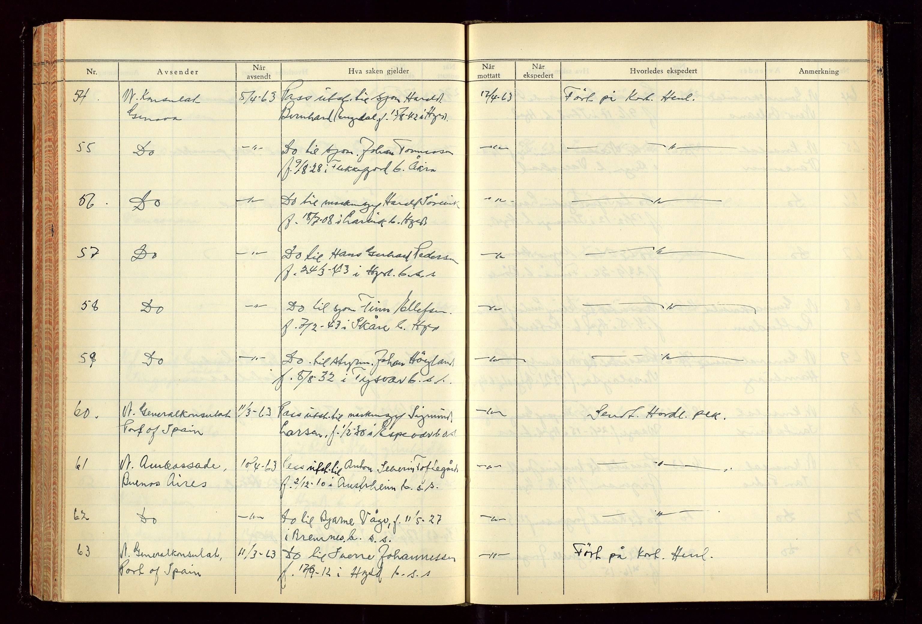 Haugesund politikammer, AV/SAST-A-100440/K/L0007: Passjournal (16 12 53-07 1065), 1953-1965, p. 175