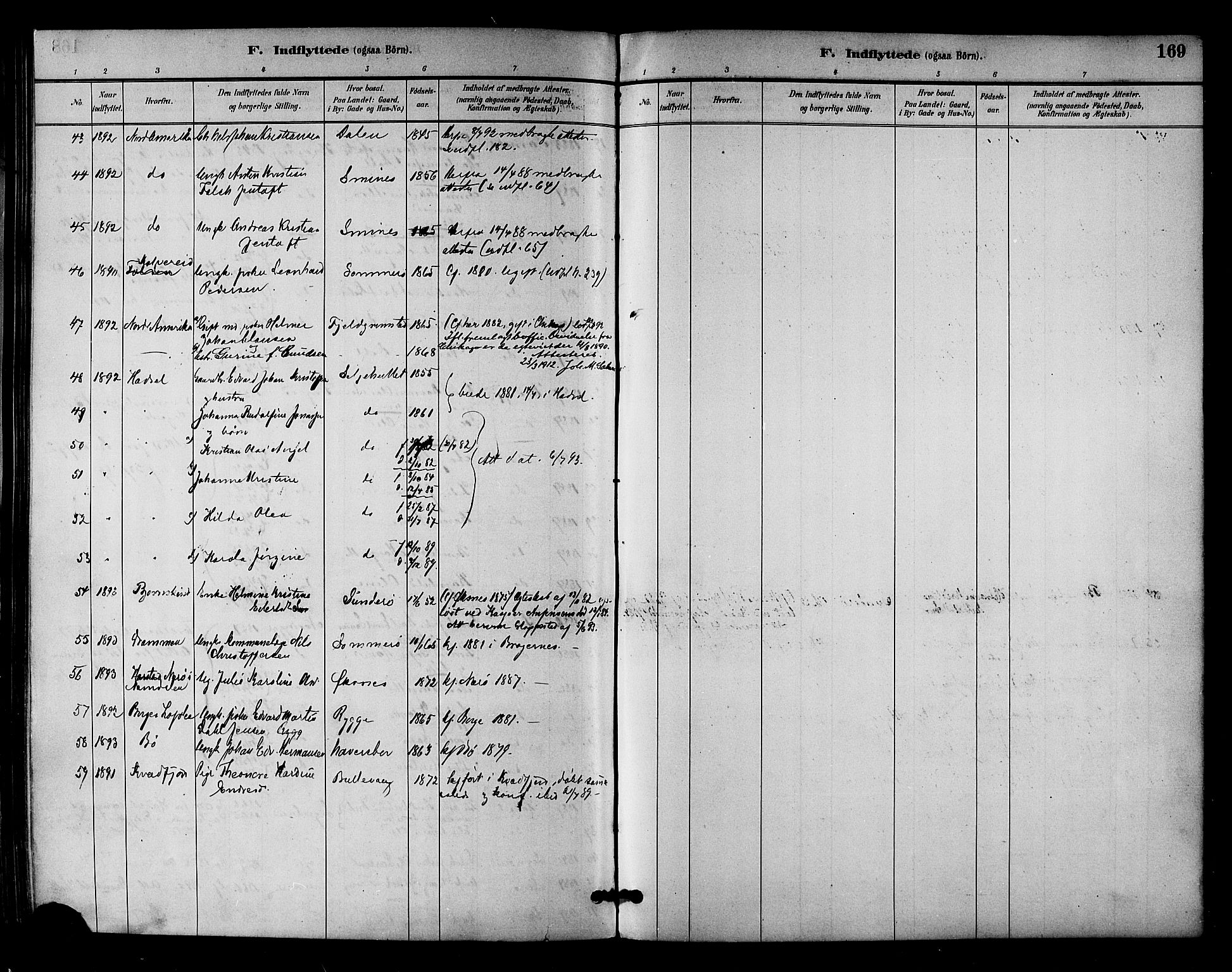 Ministerialprotokoller, klokkerbøker og fødselsregistre - Nordland, SAT/A-1459/893/L1337: Parish register (official) no. 893A09, 1885-1893, p. 169