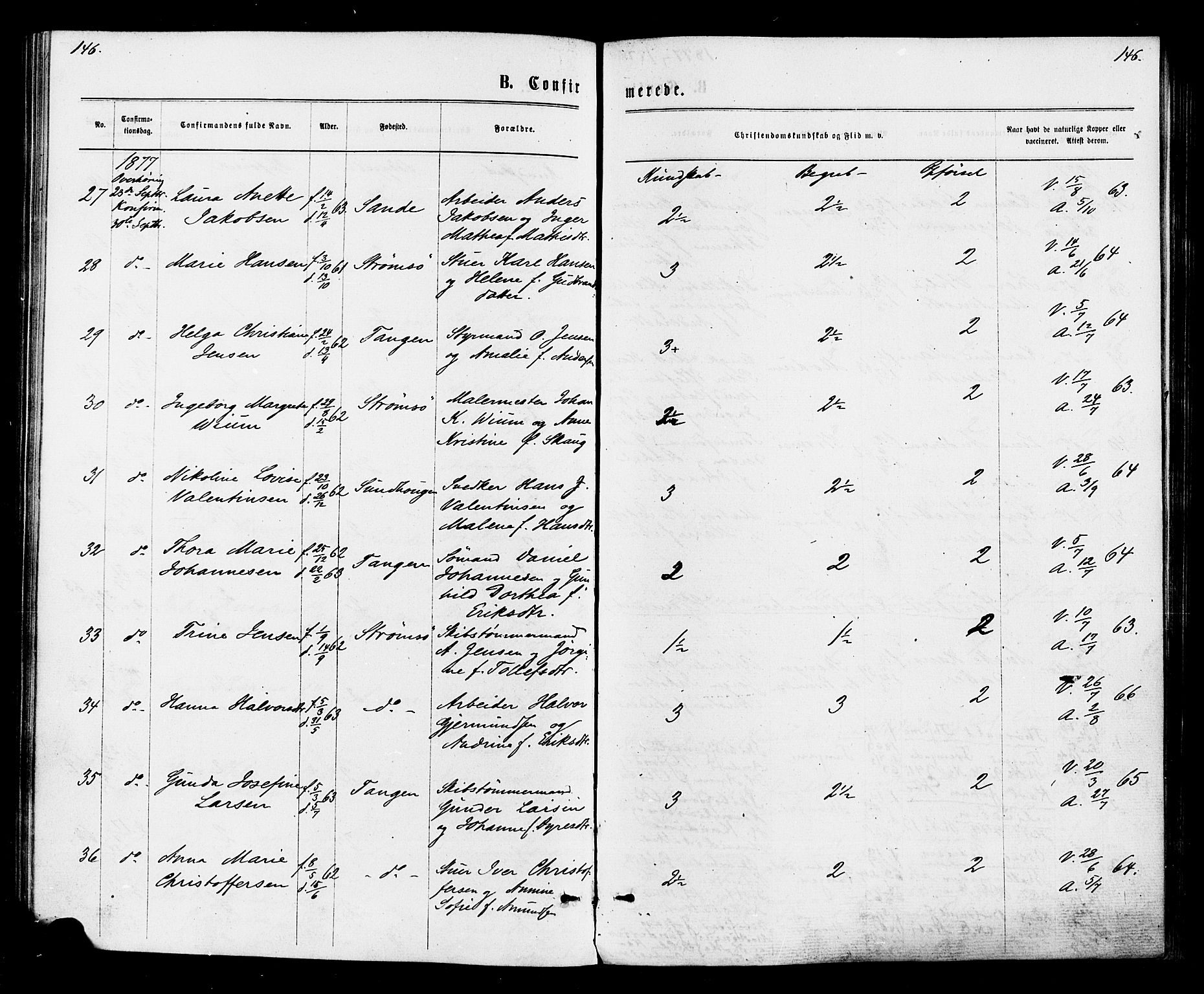 Strømsø kirkebøker, SAKO/A-246/F/Fa/L0020: Parish register (official) no. I 20, 1870-1878, p. 146