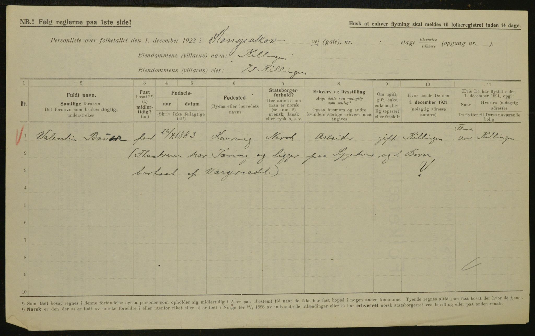 , Municipal Census 1923 for Aker, 1923, p. 3273