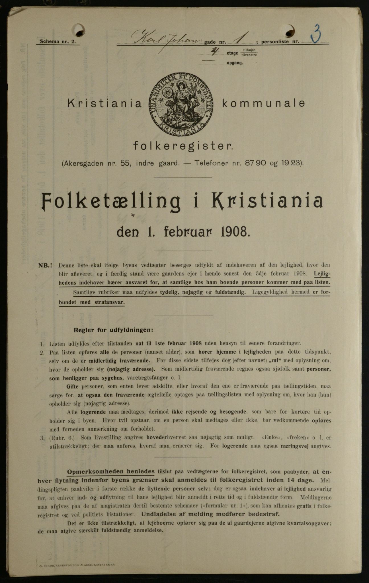 OBA, Municipal Census 1908 for Kristiania, 1908, p. 43539