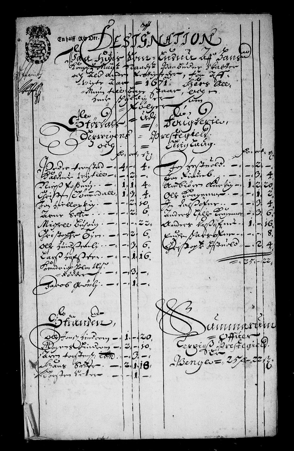 Rentekammeret inntil 1814, Reviderte regnskaper, Stiftamtstueregnskaper, Trondheim stiftamt og Nordland amt, AV/RA-EA-6044/R/Rd/L0033: Trondheim stiftamt, 1671