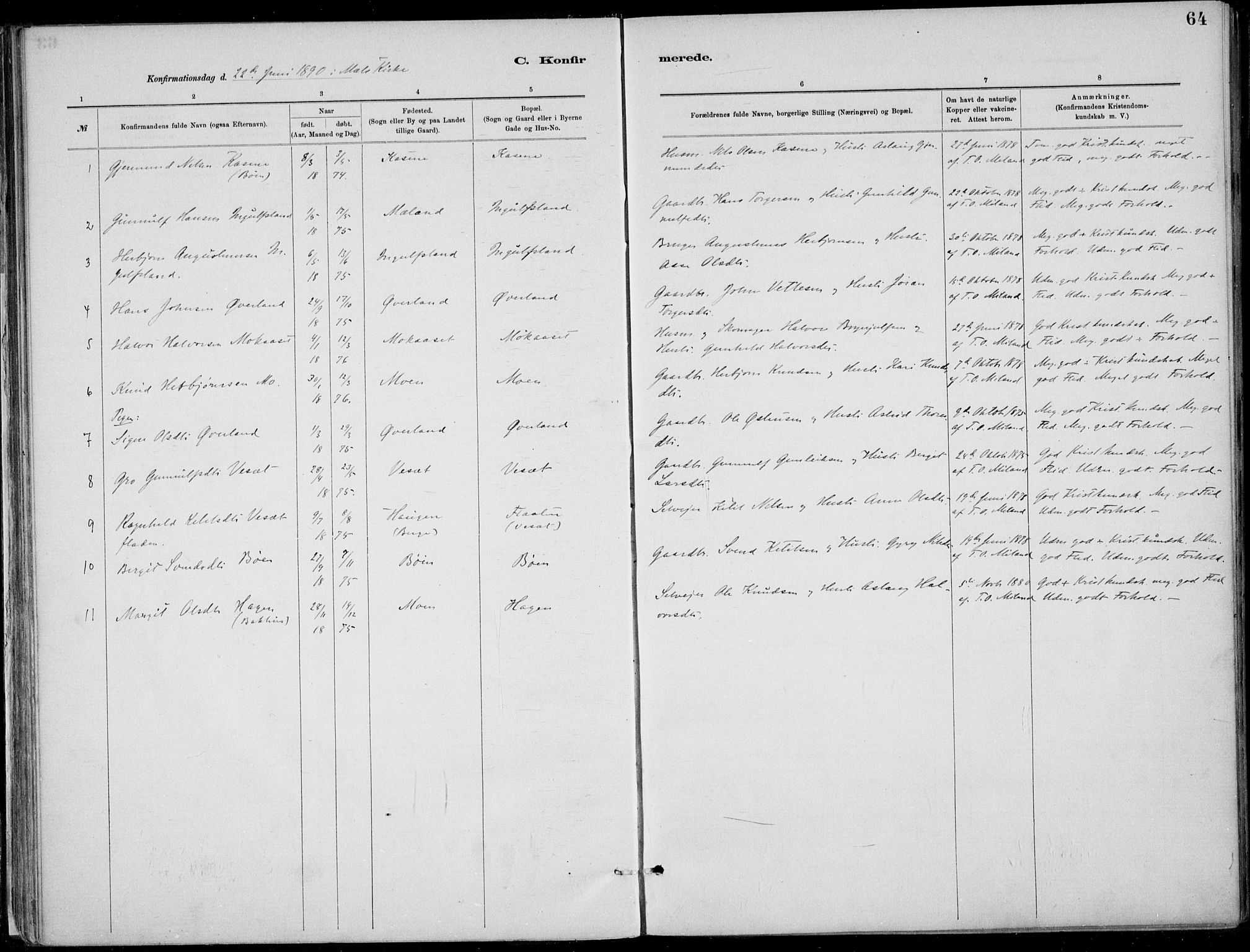 Rjukan kirkebøker, SAKO/A-294/F/Fa/L0001: Parish register (official) no. 1, 1878-1912, p. 64