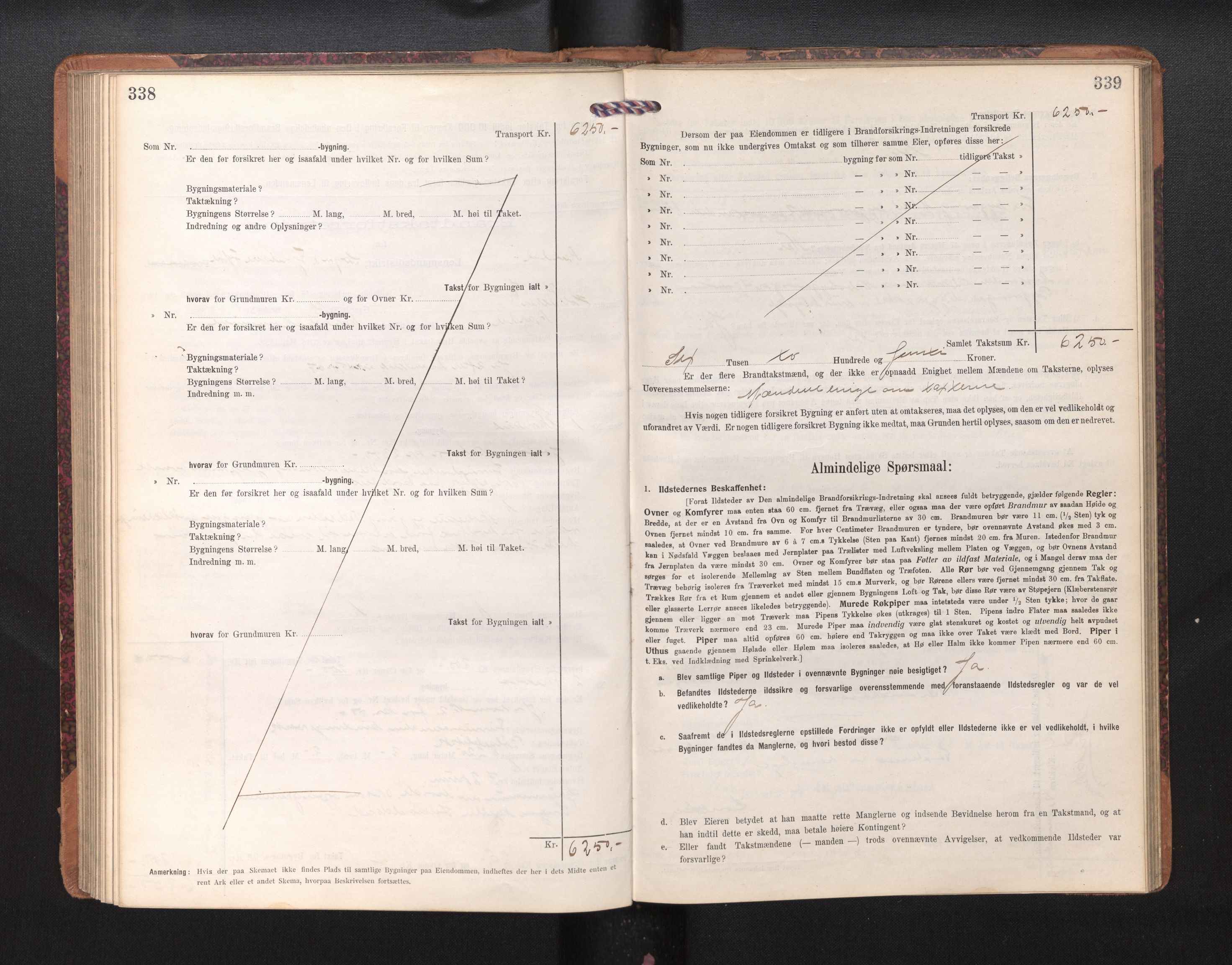 Lensmannen i Årdal, AV/SAB-A-30501/0012/L0009: Branntakstprotokoll, skjematakst, 1914-1926, p. 338-339