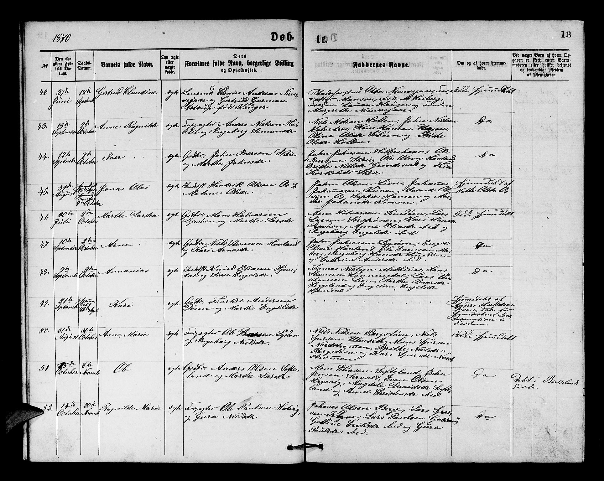 Os sokneprestembete, AV/SAB-A-99929: Parish register (copy) no. A 1, 1869-1879, p. 12