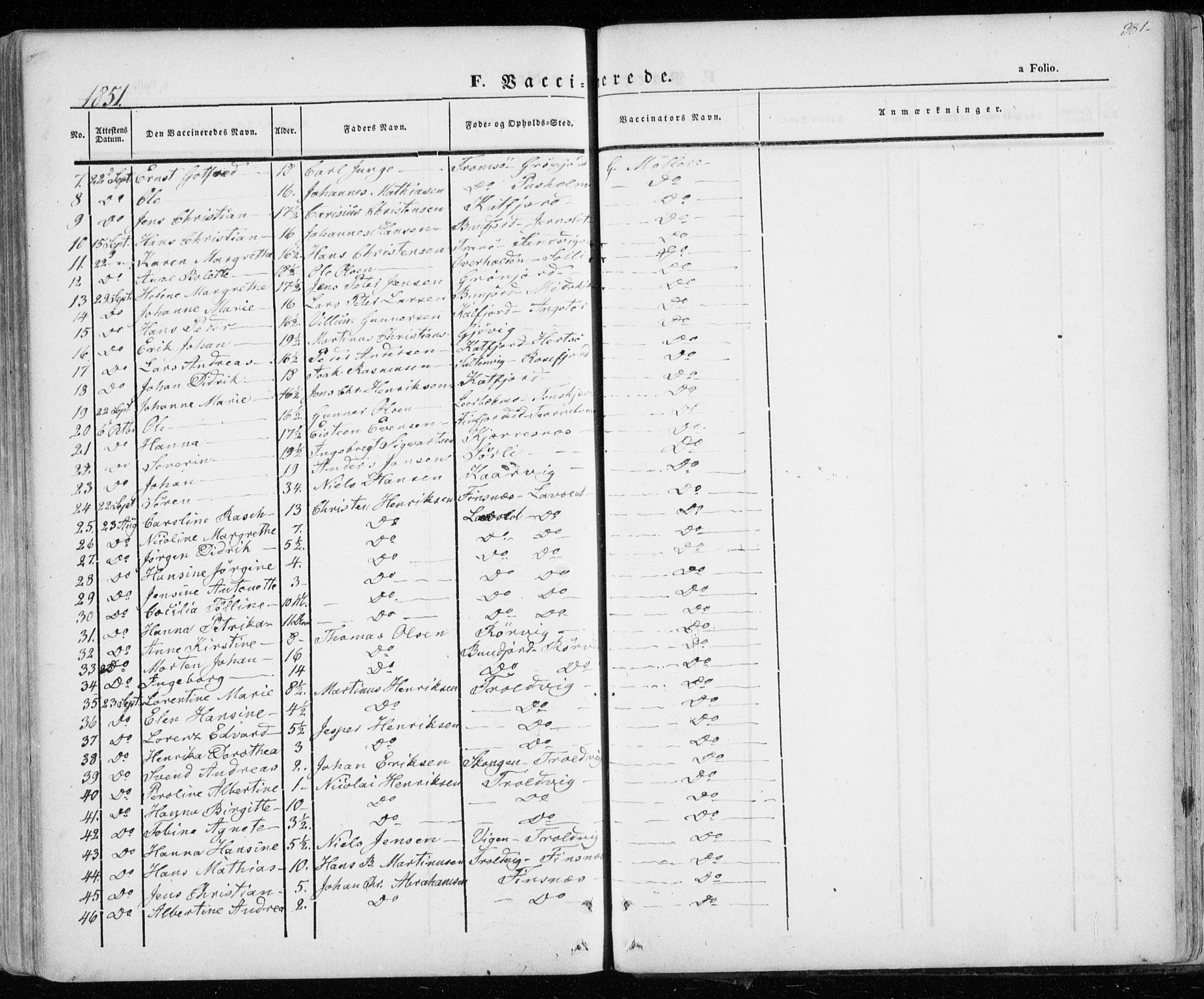 Lenvik sokneprestembete, SATØ/S-1310/H/Ha/Haa/L0006kirke: Parish register (official) no. 6, 1845-1854, p. 381