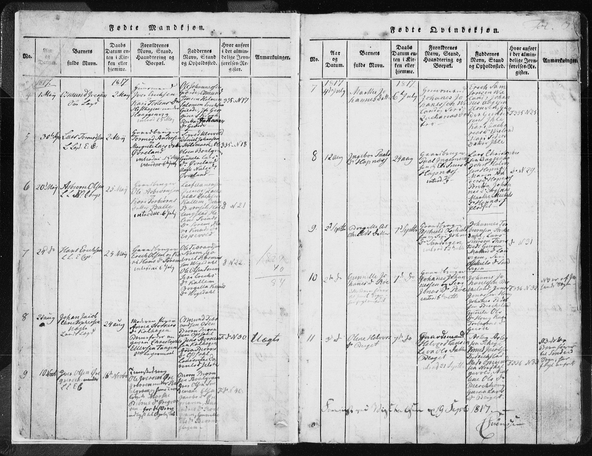 Vikedal sokneprestkontor, AV/SAST-A-101840/01/IV: Parish register (official) no. A 3, 1817-1850, p. 3