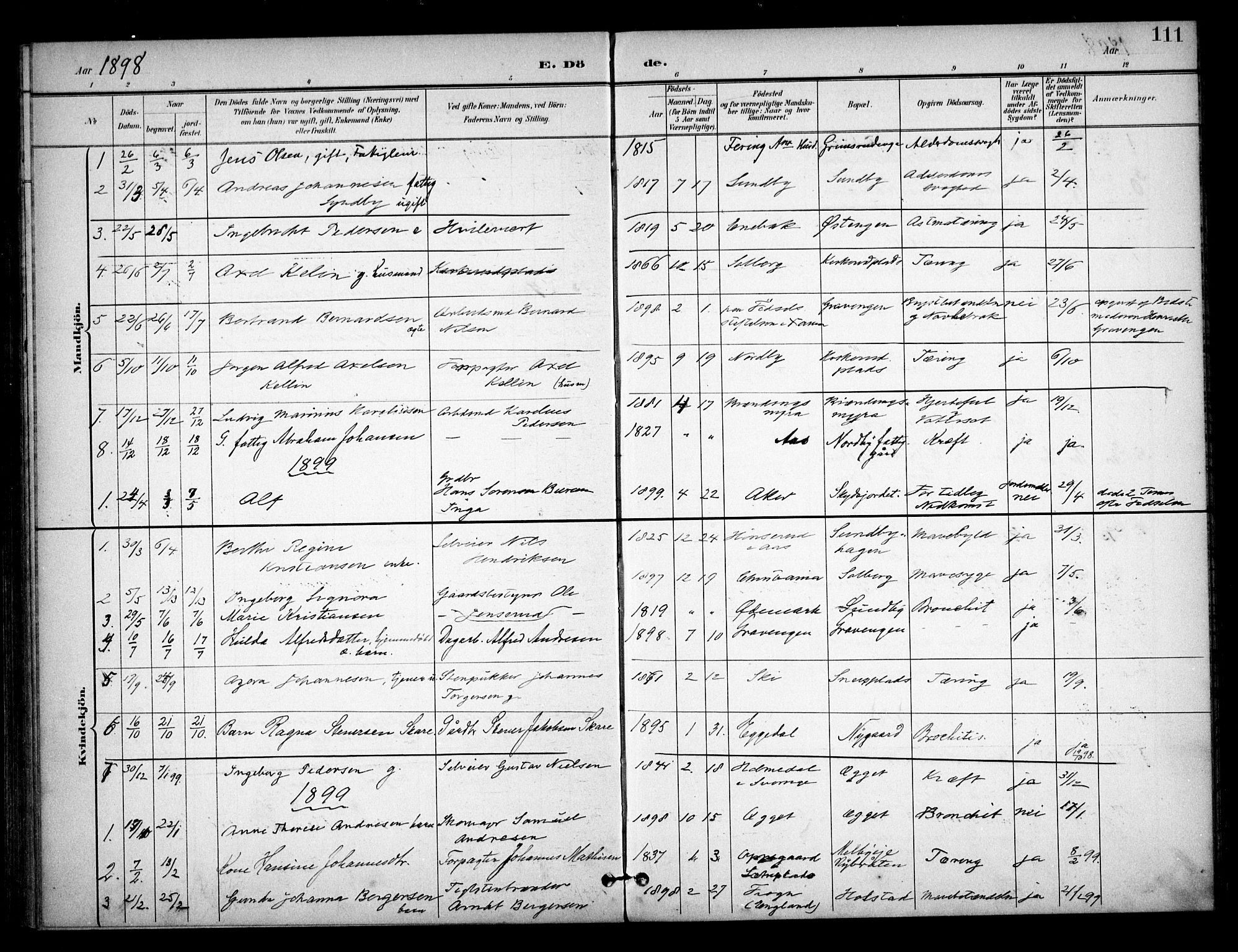 Ås prestekontor Kirkebøker, SAO/A-10894/F/Fb/L0002: Parish register (official) no. II 2, 1895-1916, p. 111