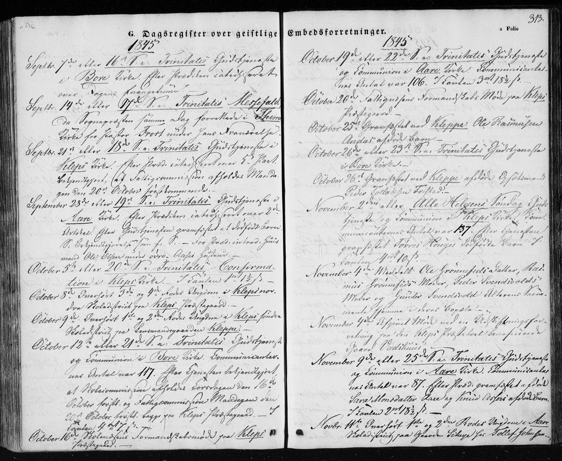 Klepp sokneprestkontor, AV/SAST-A-101803/001/3/30BA/L0004: Parish register (official) no. A 4, 1842-1852, p. 313