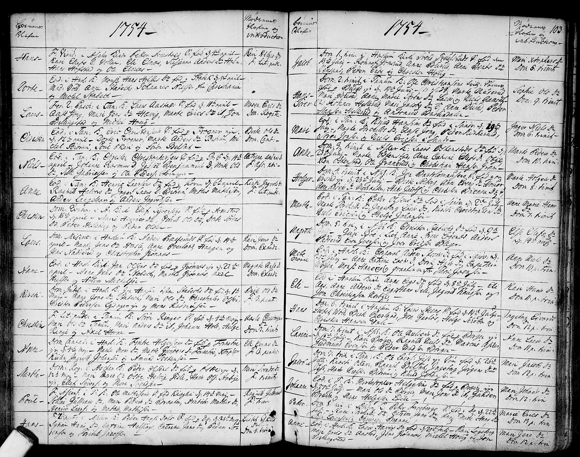 Asker prestekontor Kirkebøker, SAO/A-10256a/F/Fa/L0002: Parish register (official) no. I 2, 1733-1766, p. 103