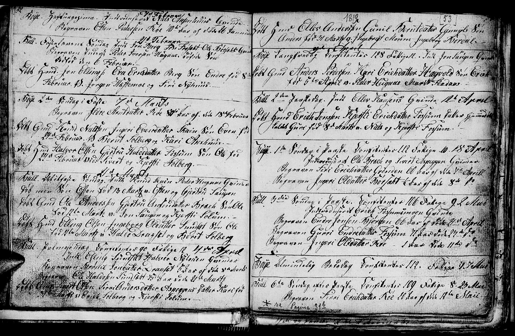 Ministerialprotokoller, klokkerbøker og fødselsregistre - Sør-Trøndelag, SAT/A-1456/689/L1042: Parish register (copy) no. 689C01, 1812-1841, p. 52-53