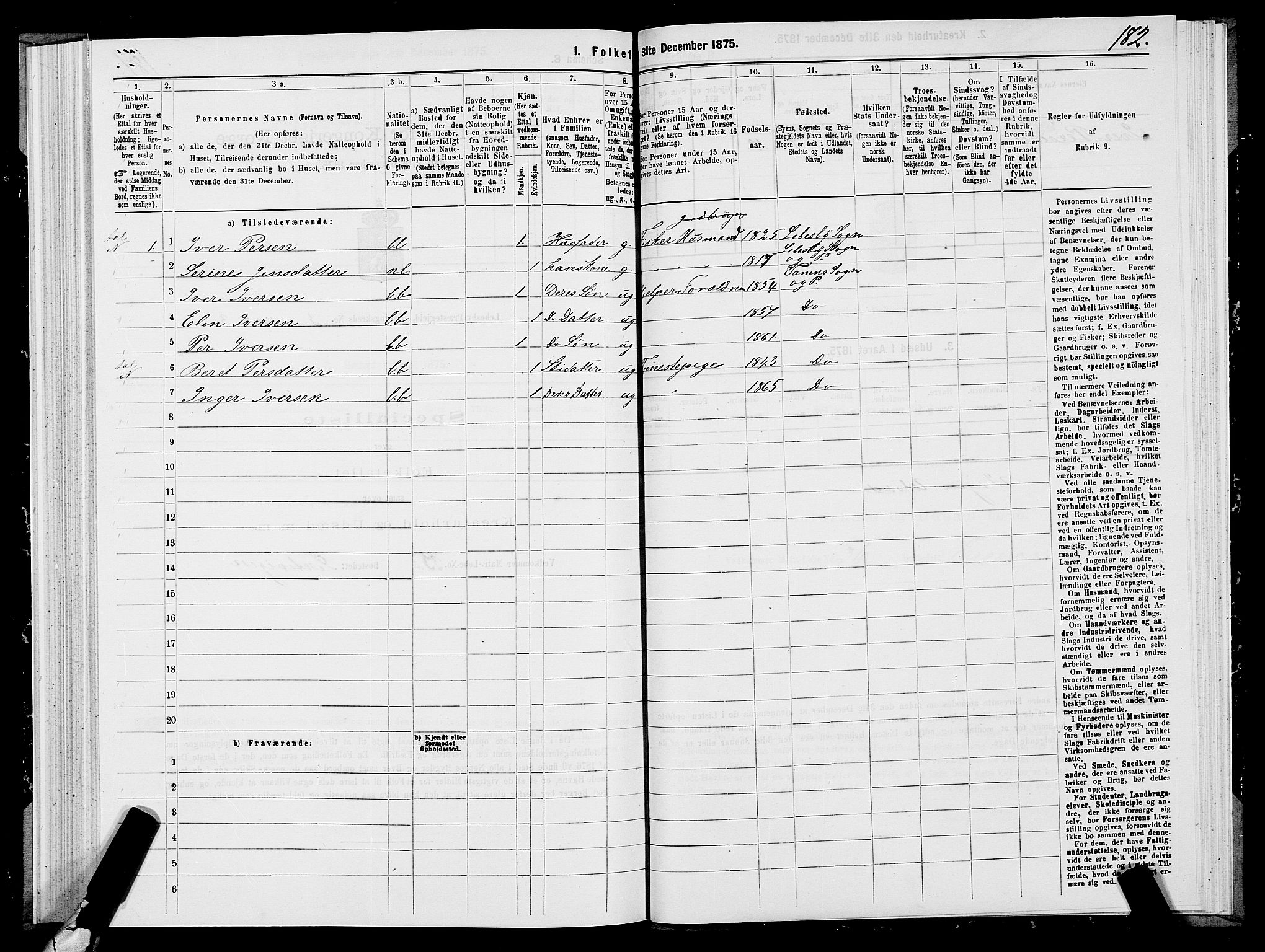 SATØ, 1875 census for 2022P Lebesby, 1875, p. 1182