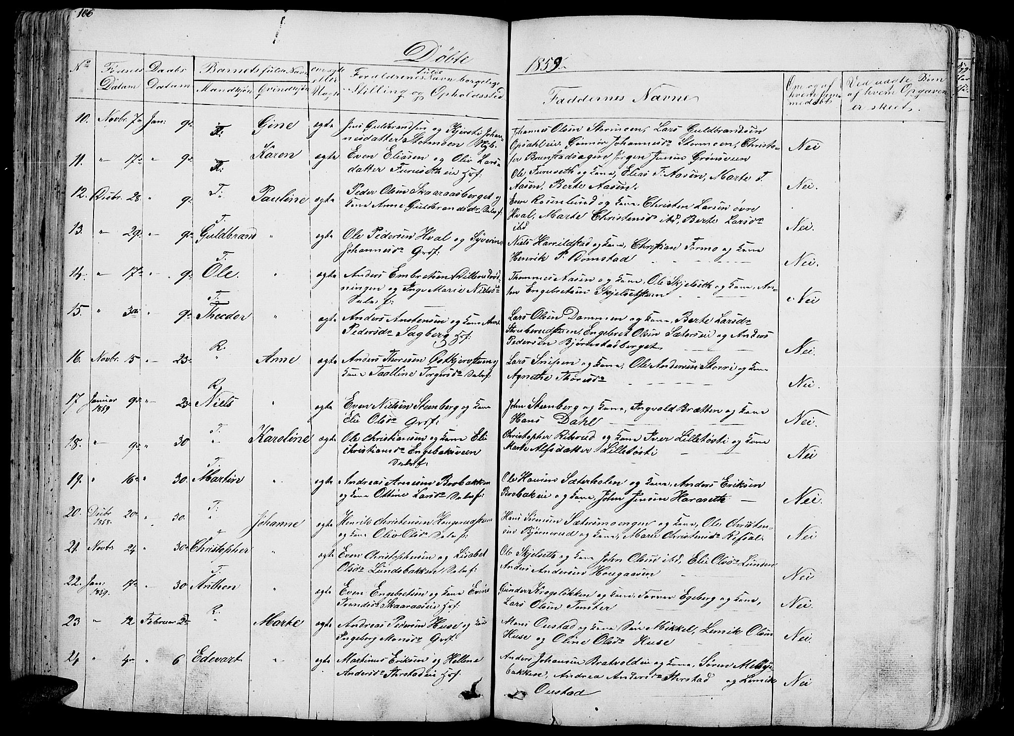 Romedal prestekontor, SAH/PREST-004/L/L0009: Parish register (copy) no. 9, 1846-1866, p. 106