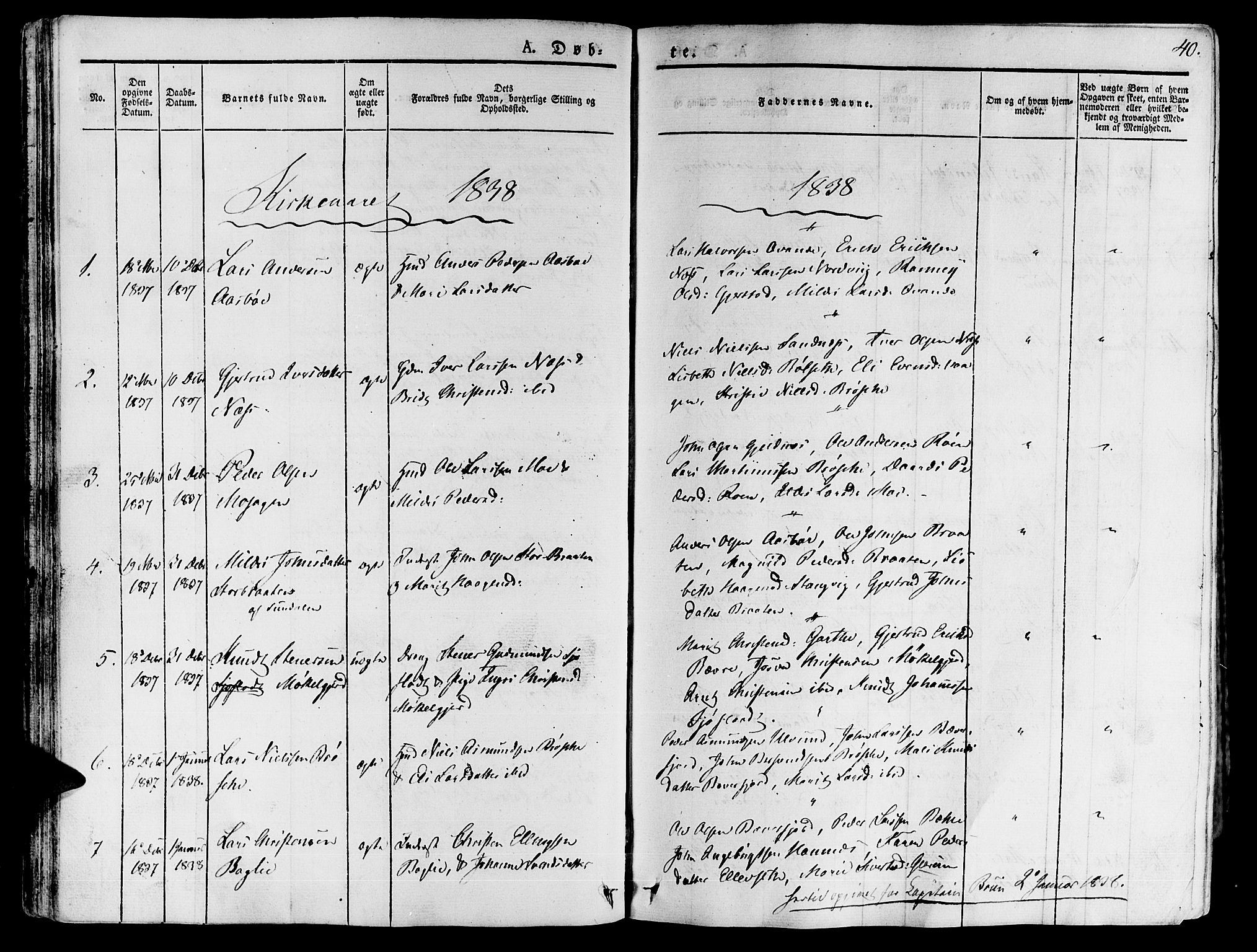 Ministerialprotokoller, klokkerbøker og fødselsregistre - Møre og Romsdal, AV/SAT-A-1454/592/L1024: Parish register (official) no. 592A03 /1, 1831-1849, p. 40