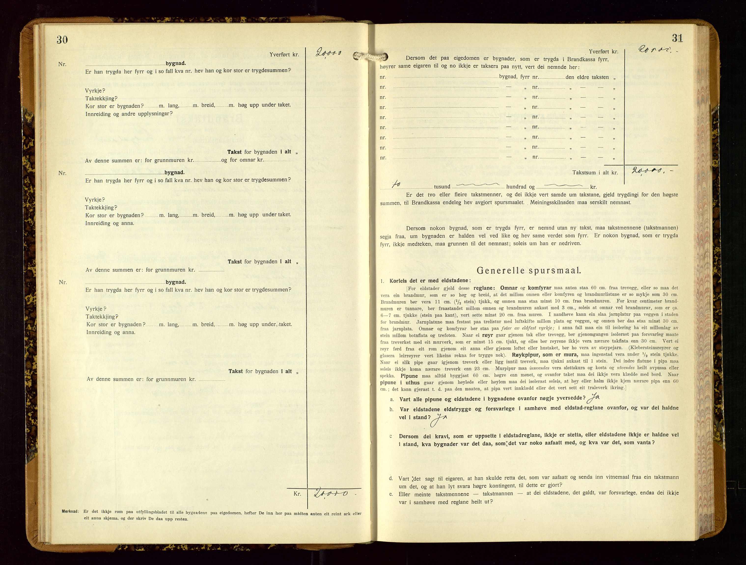 Suldal lensmannskontor, AV/SAST-A-100419/Gob/L0003: Branntakstprotokoll, 1924-1955, p. 30-31