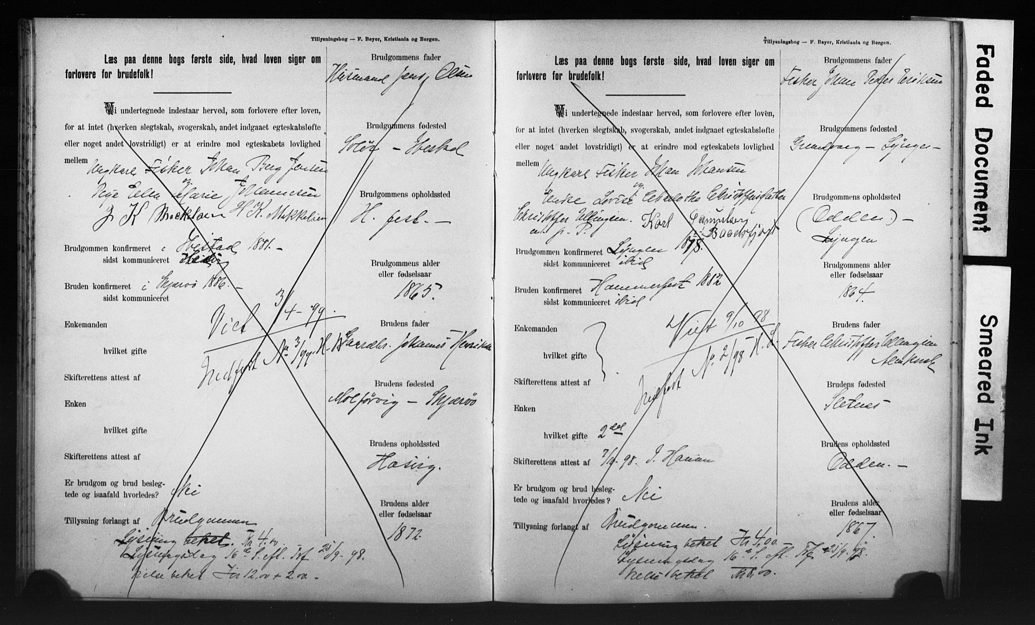 Hammerfest sokneprestkontor, AV/SATØ-S-1347/I/Ib/L0070/0004: Banns register no. 70.4, 1896-1899