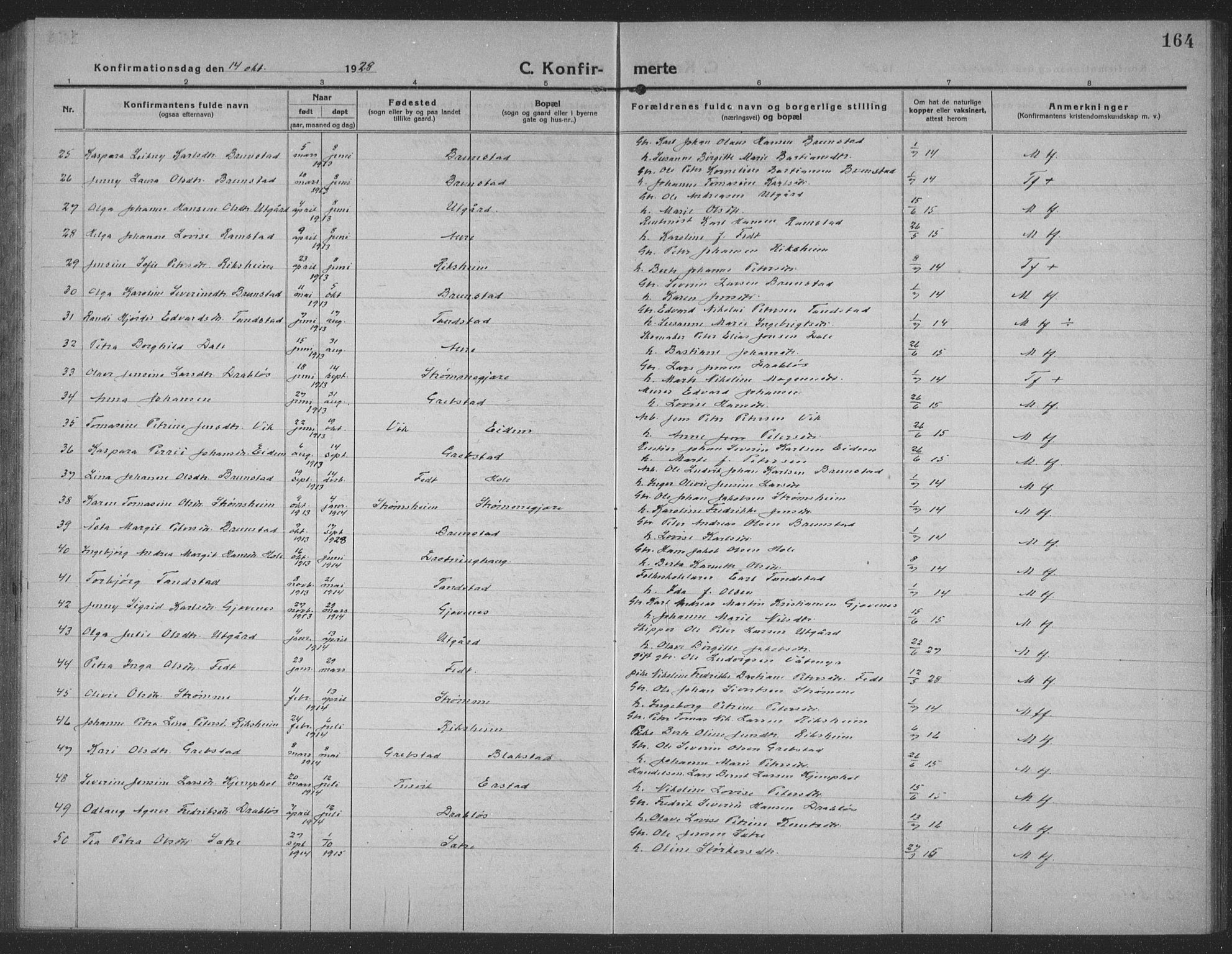 Ministerialprotokoller, klokkerbøker og fødselsregistre - Møre og Romsdal, AV/SAT-A-1454/523/L0342: Parish register (copy) no. 523C05, 1916-1937, p. 164