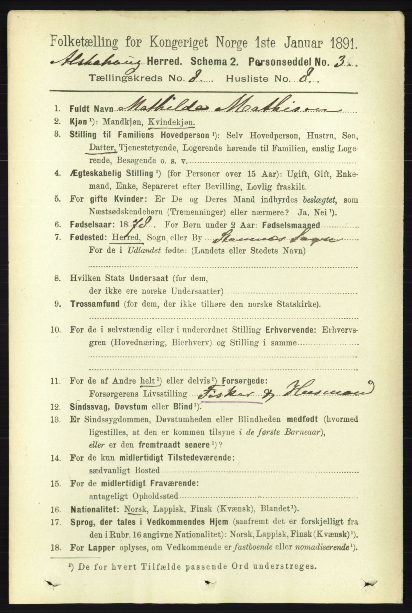 RA, 1891 census for 1820 Alstahaug, 1891, p. 2943