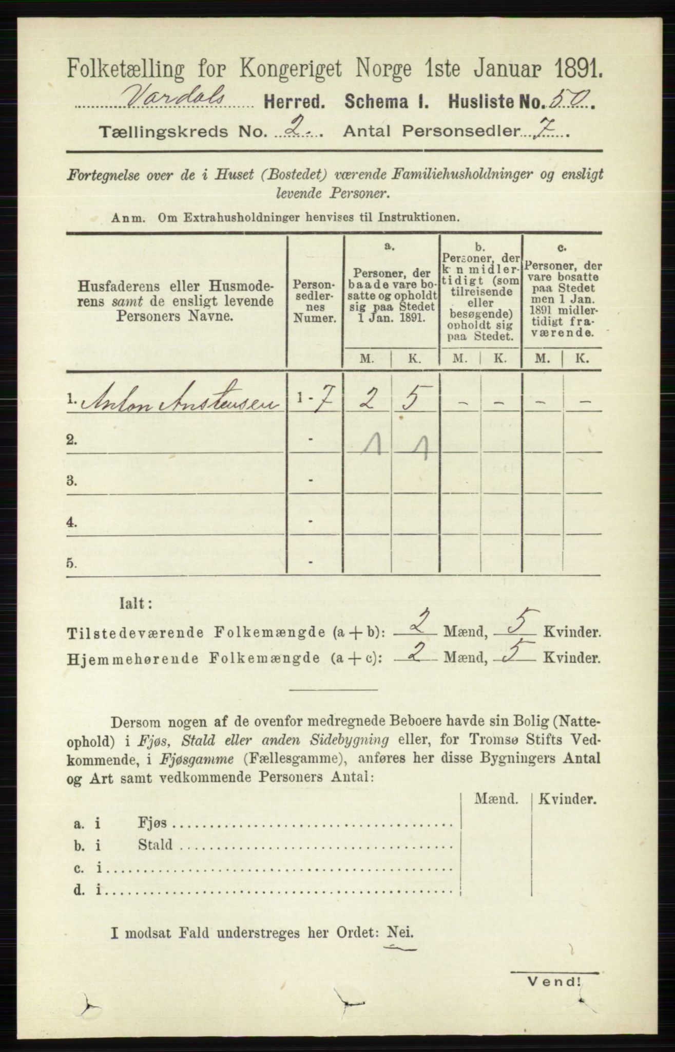 RA, 1891 census for 0527 Vardal, 1891, p. 514