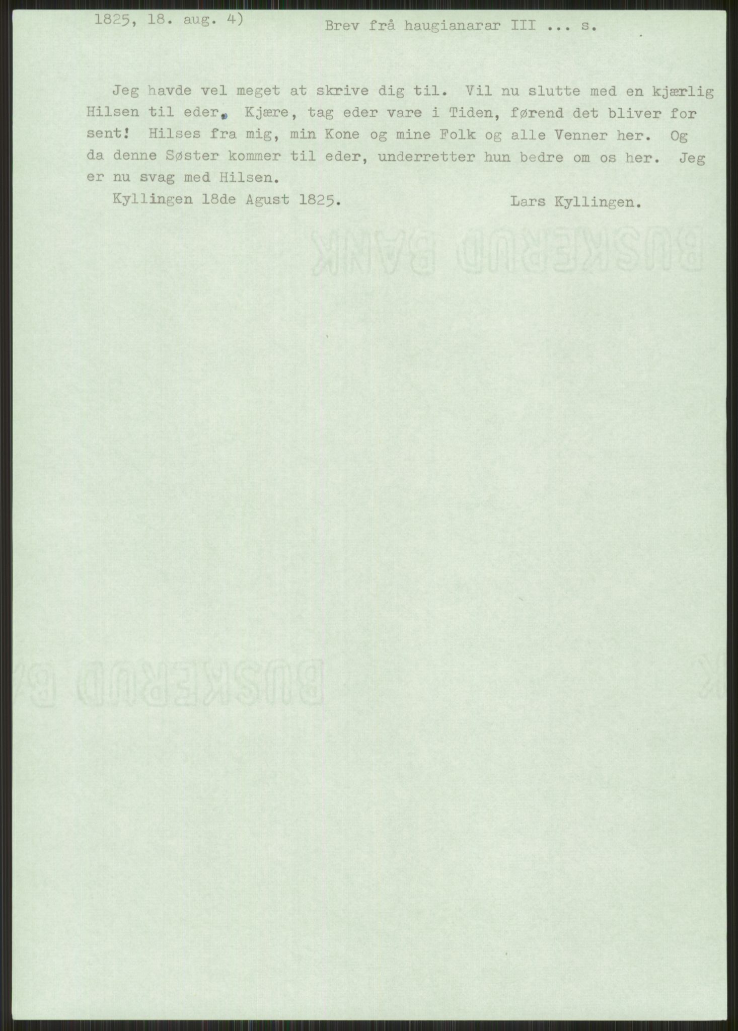 Samlinger til kildeutgivelse, Haugianerbrev, AV/RA-EA-6834/F/L0003: Haugianerbrev III: 1822-1826, 1822-1826