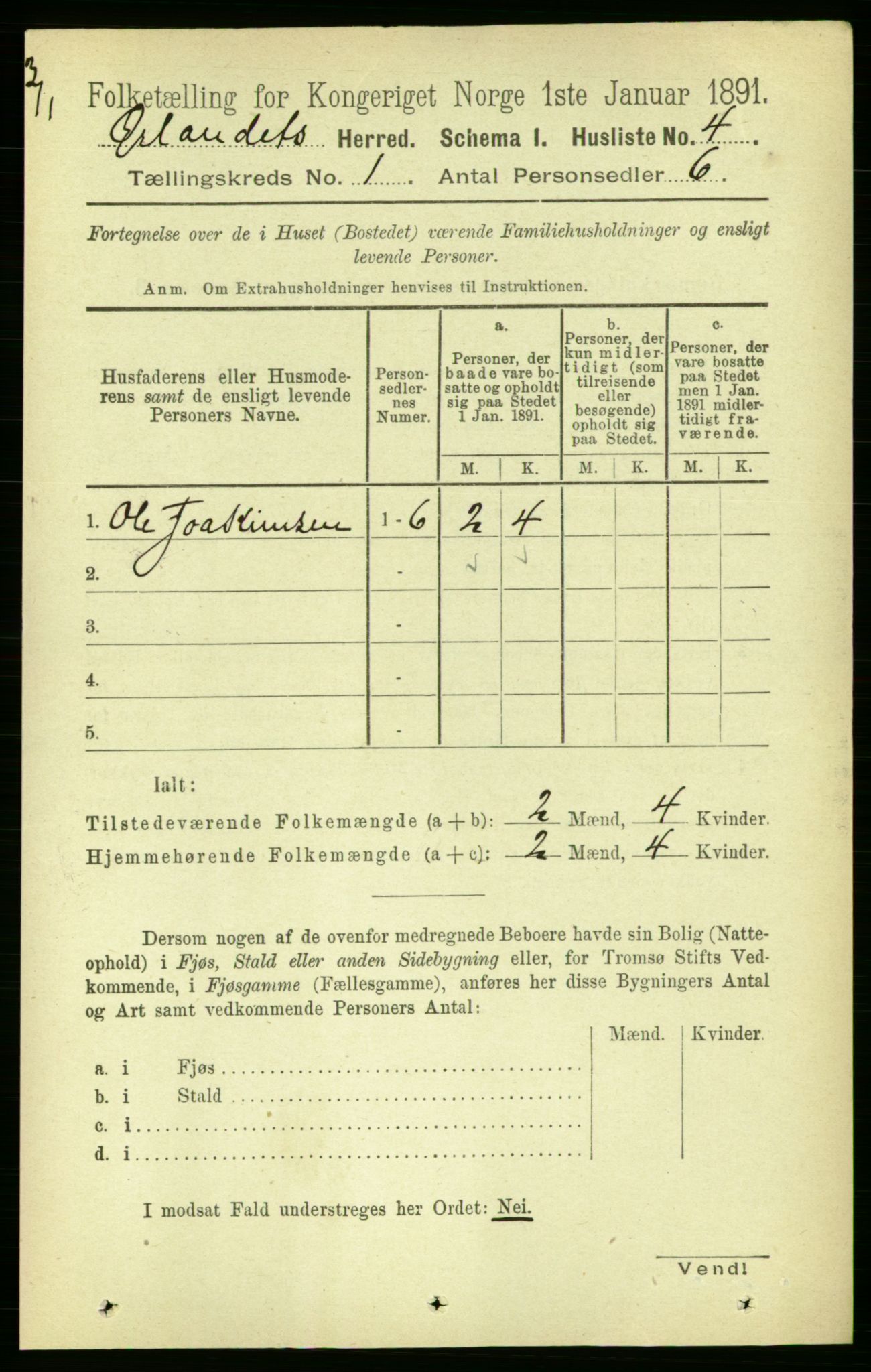 RA, 1891 census for 1621 Ørland, 1891, p. 39