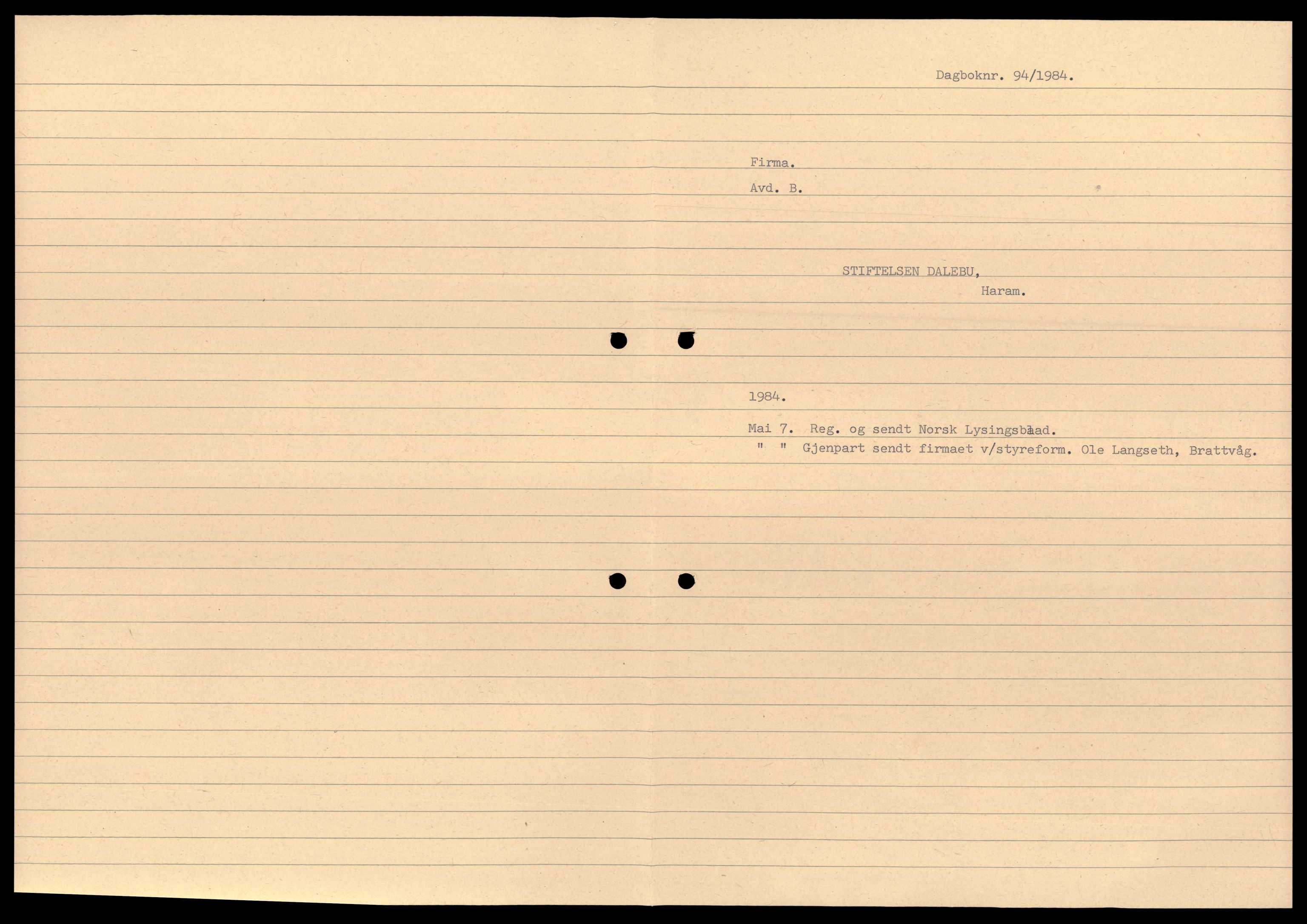 Nordre Sunnmøre sorenskriveri, AV/SAT-A-0006/2/J/Jd/Jde/L0048: Bilag. Aksjeselskap, Sti-Sto, 1944-1990, p. 1