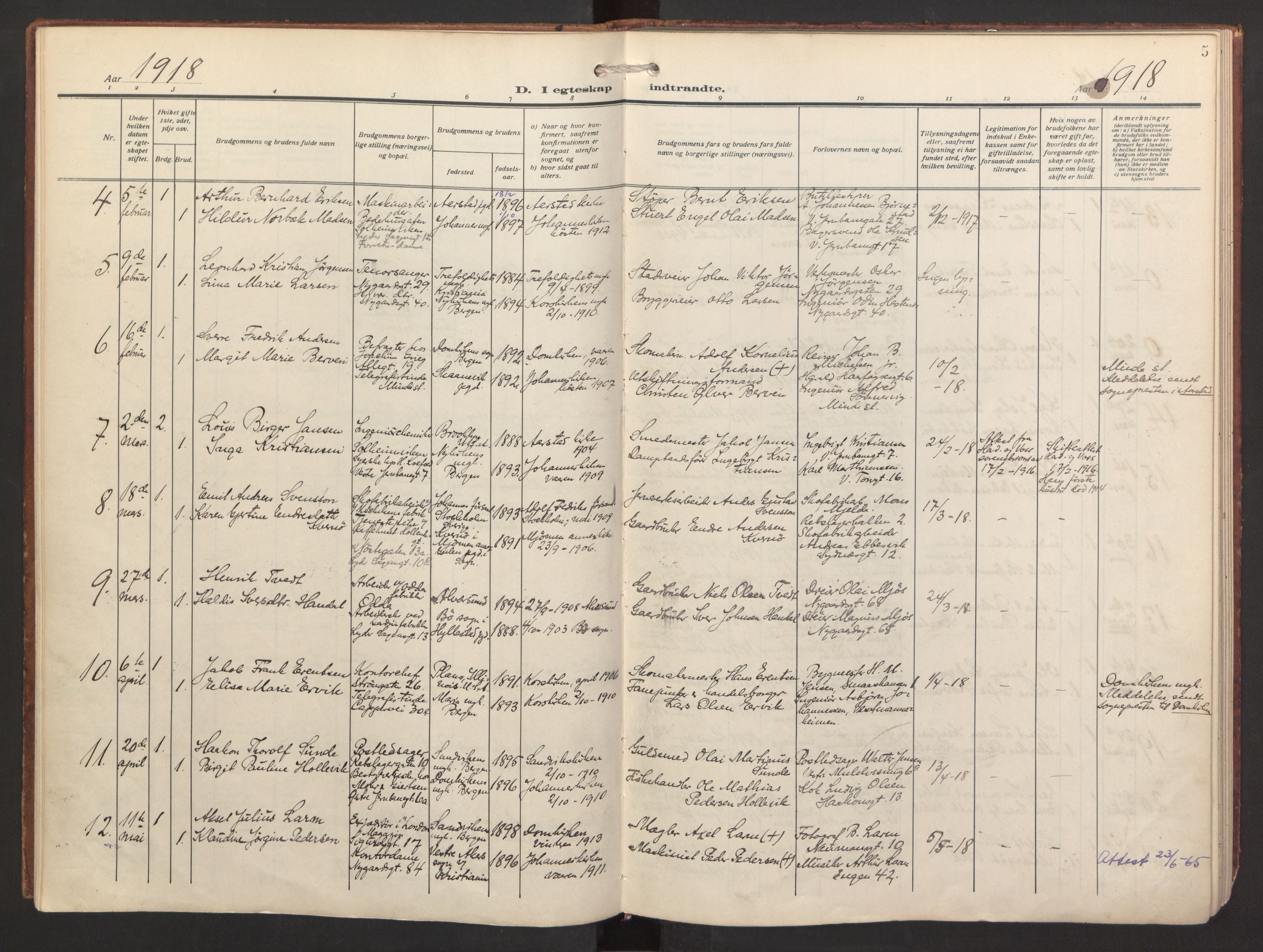 St. Jacob sokneprestembete, AV/SAB-A-78001/H/Haa/L0005: Parish register (official) no. C 1, 1917-1951, p. 5