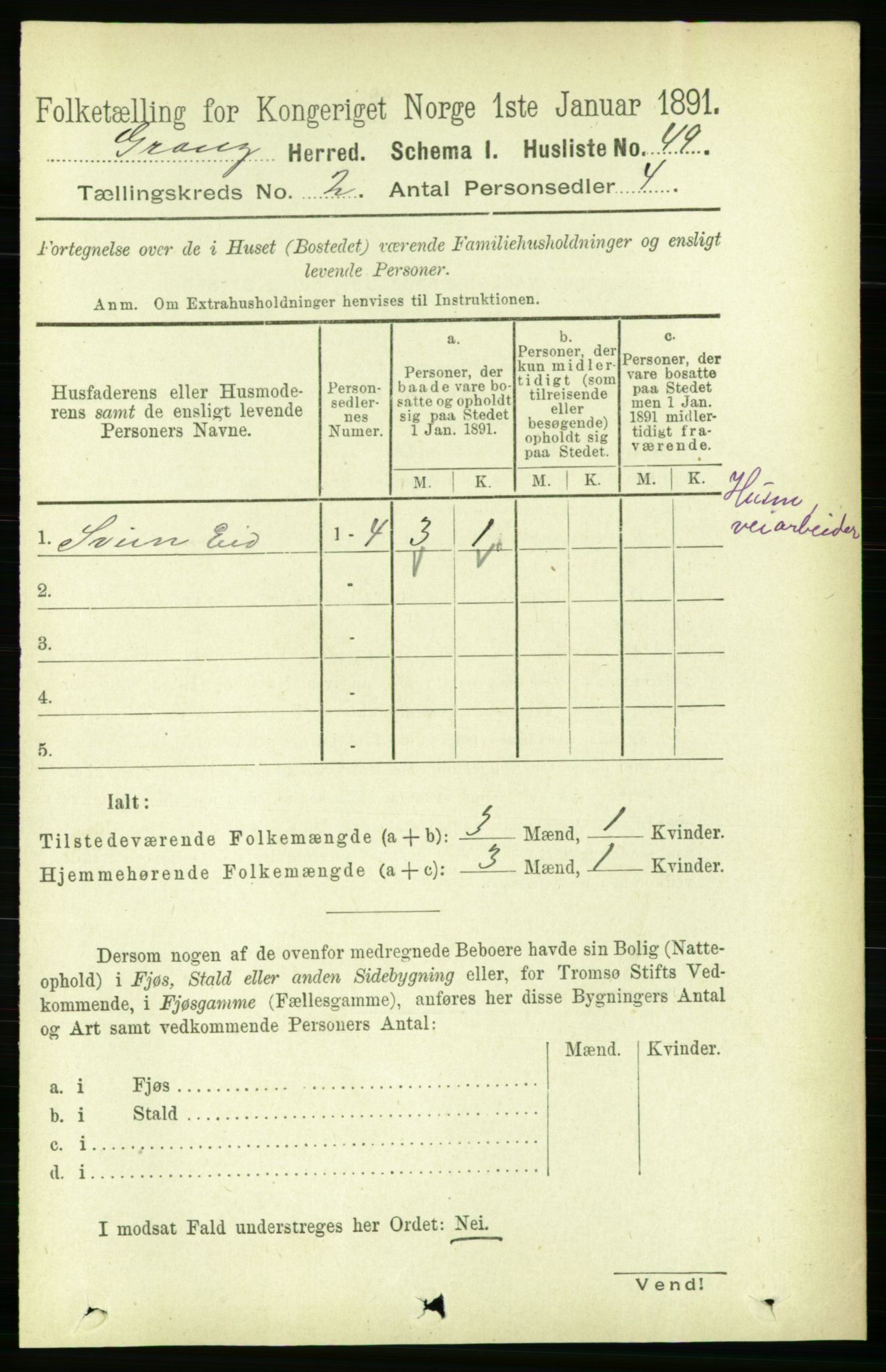 RA, 1891 census for 1742 Grong, 1891, p. 718