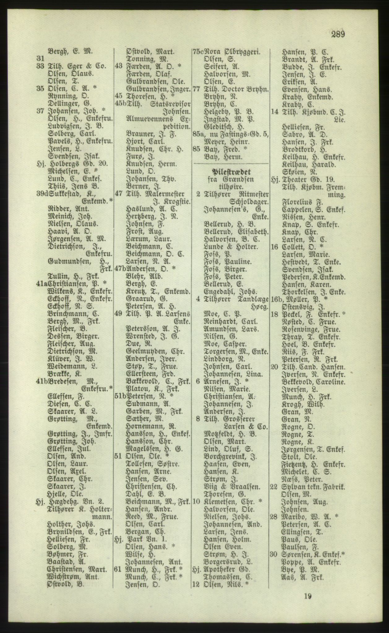 Kristiania/Oslo adressebok, PUBL/-, 1881, p. 289