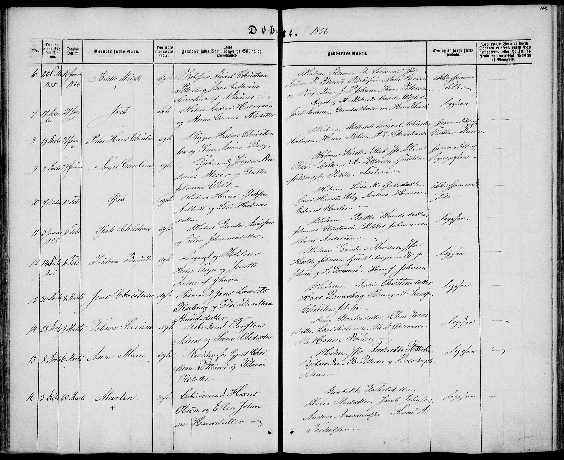Brevik kirkebøker, SAKO/A-255/F/Fa/L0005: Parish register (official) no. 5, 1847-1865, p. 48