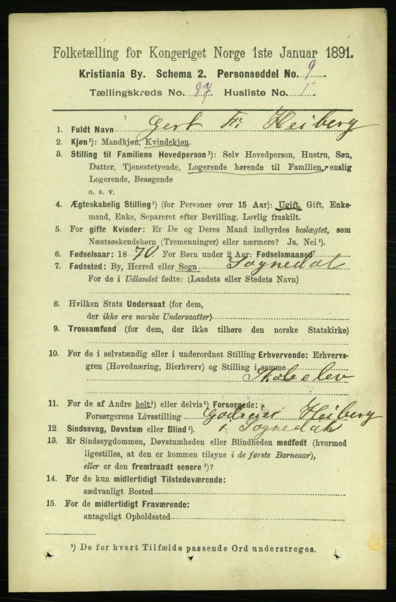 RA, 1891 census for 0301 Kristiania, 1891, p. 43428