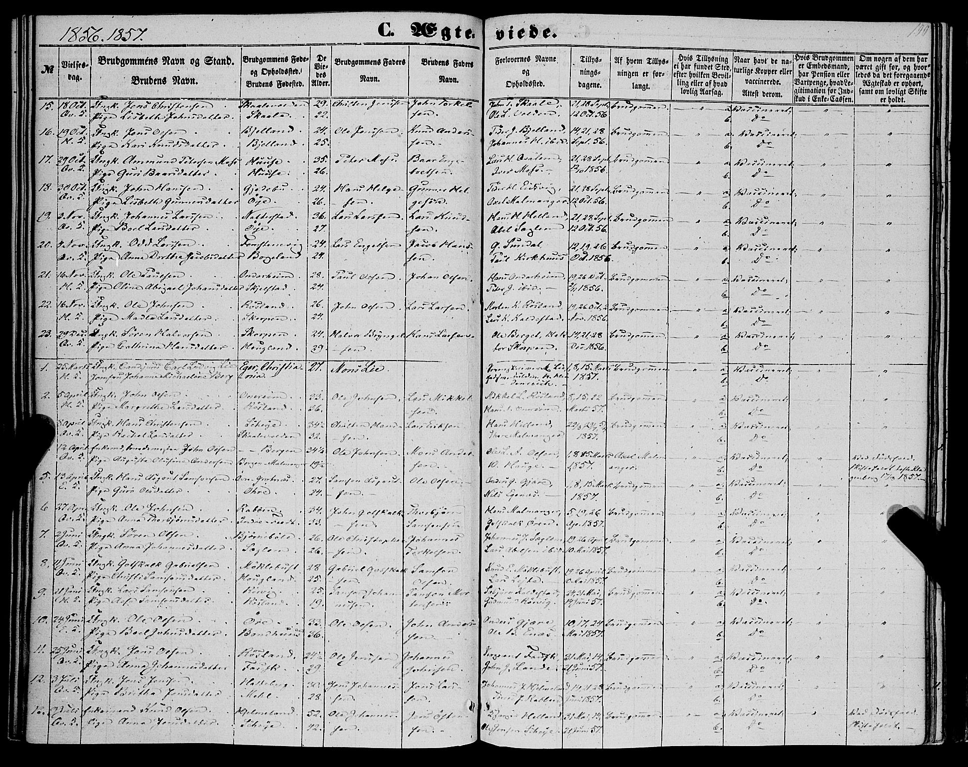 Kvinnherad sokneprestembete, SAB/A-76401/H/Haa: Parish register (official) no. A 8, 1854-1872, p. 190