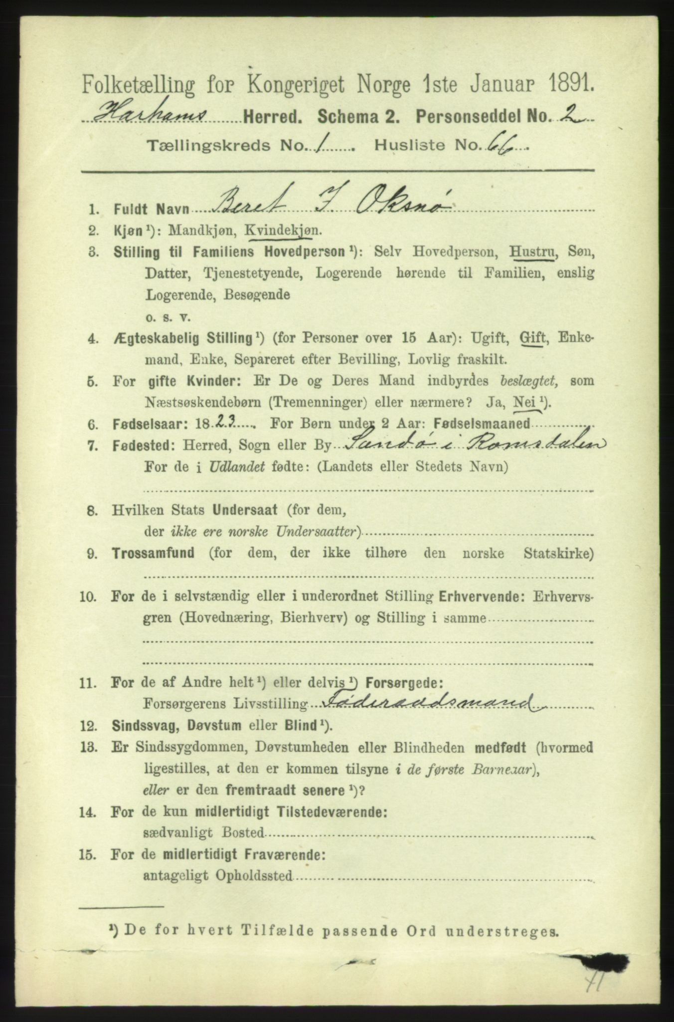 RA, 1891 census for 1534 Haram, 1891, p. 553